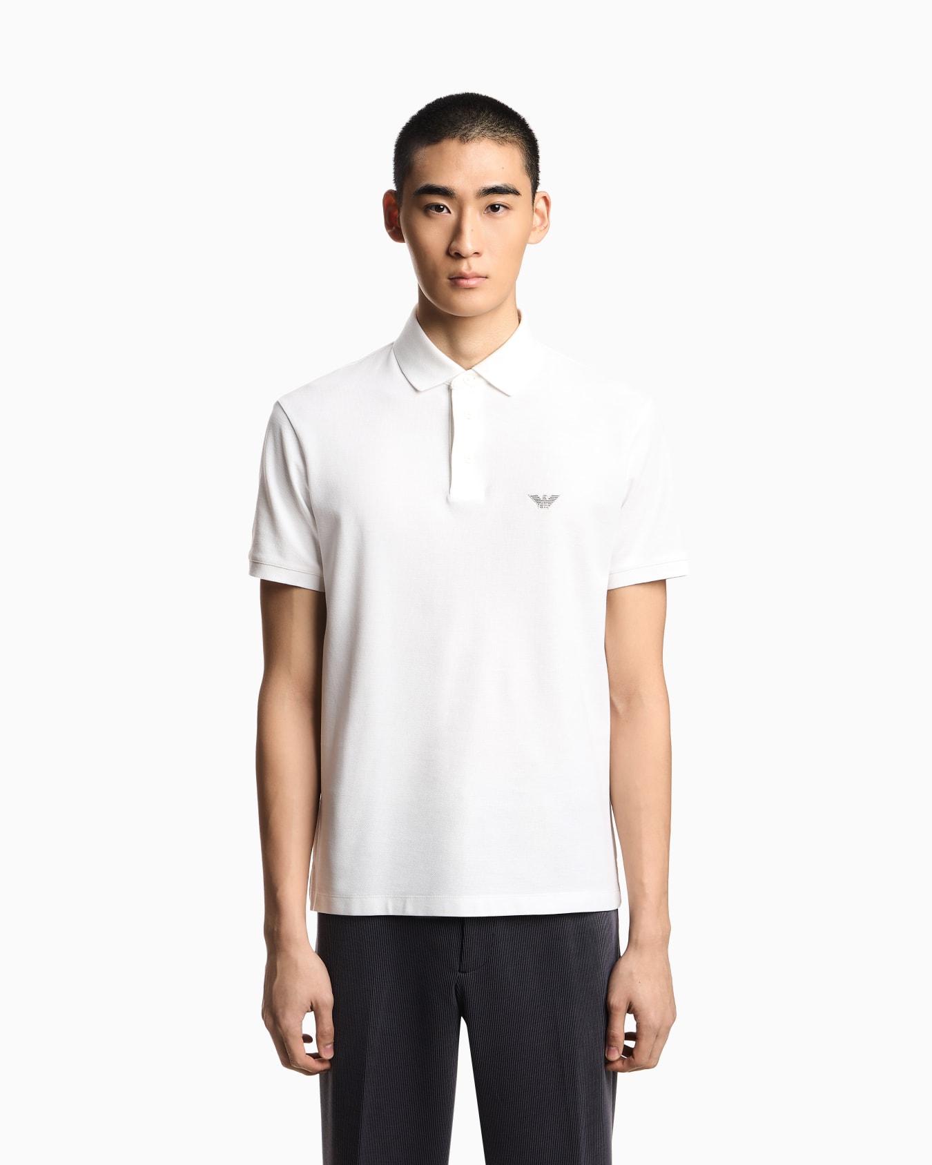 Piqué polo shirt with embroidered eagle Slide 3