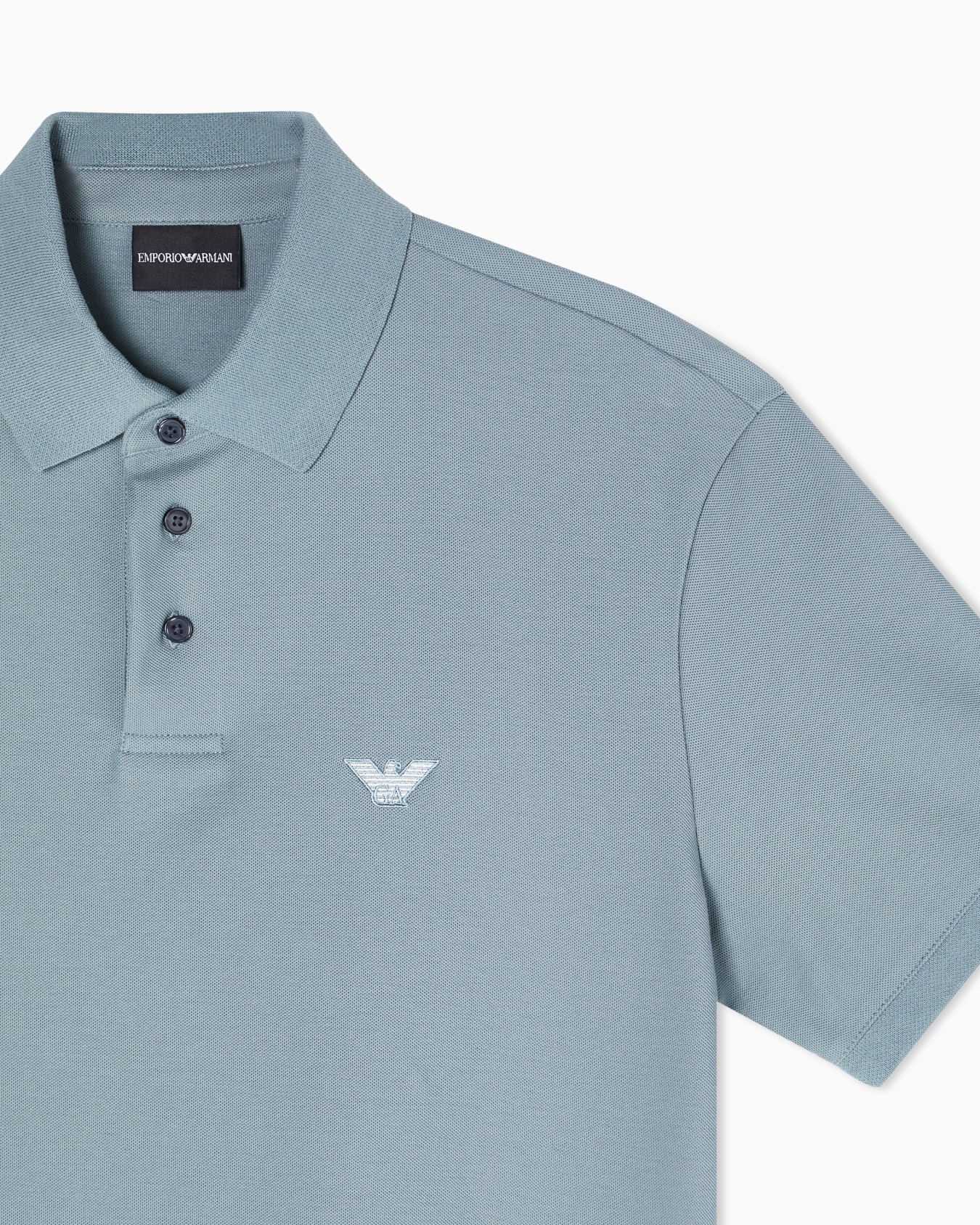 Pique polo shirt with eagle embroidery Slide 4