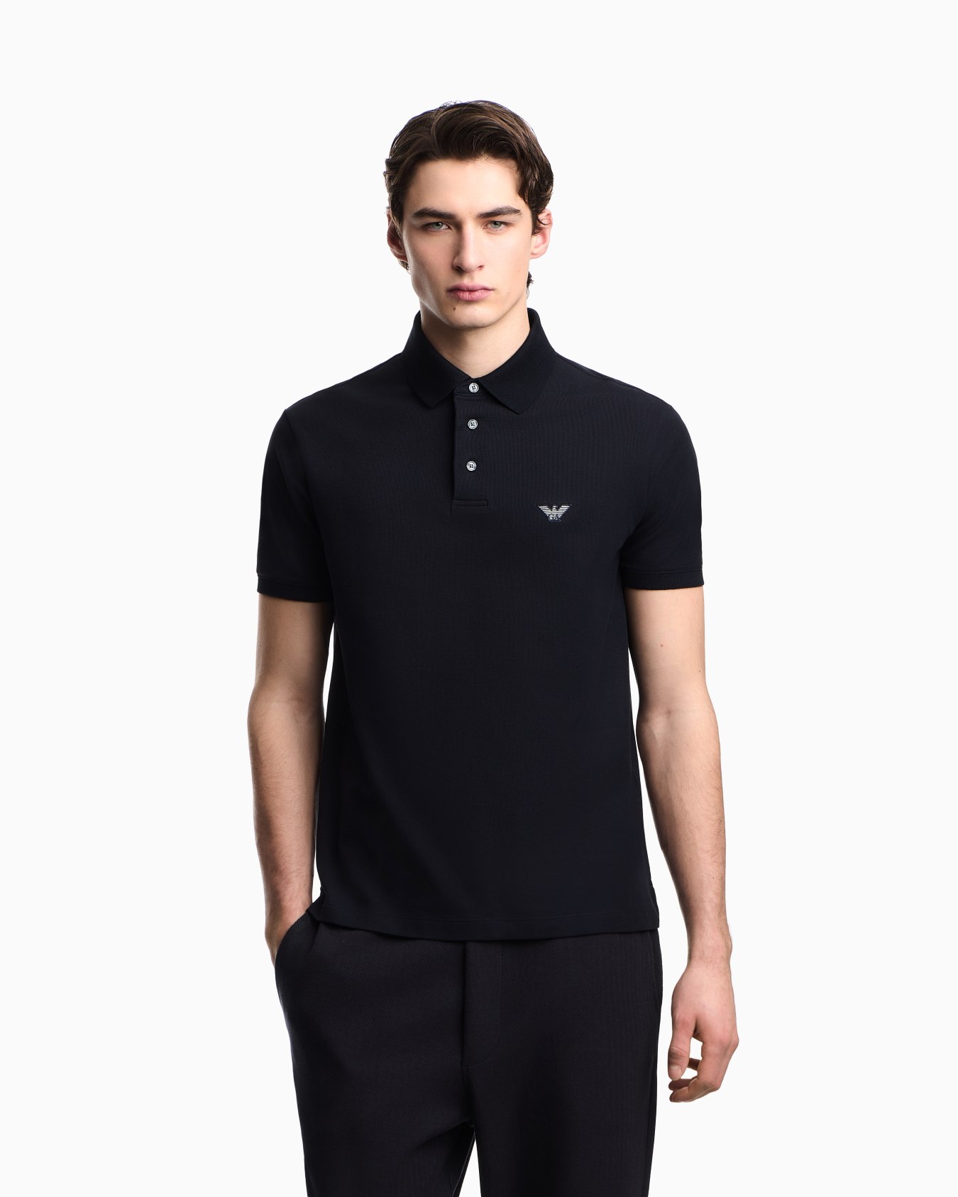 Piqué polo shirt with embroidered eagle Slide 4