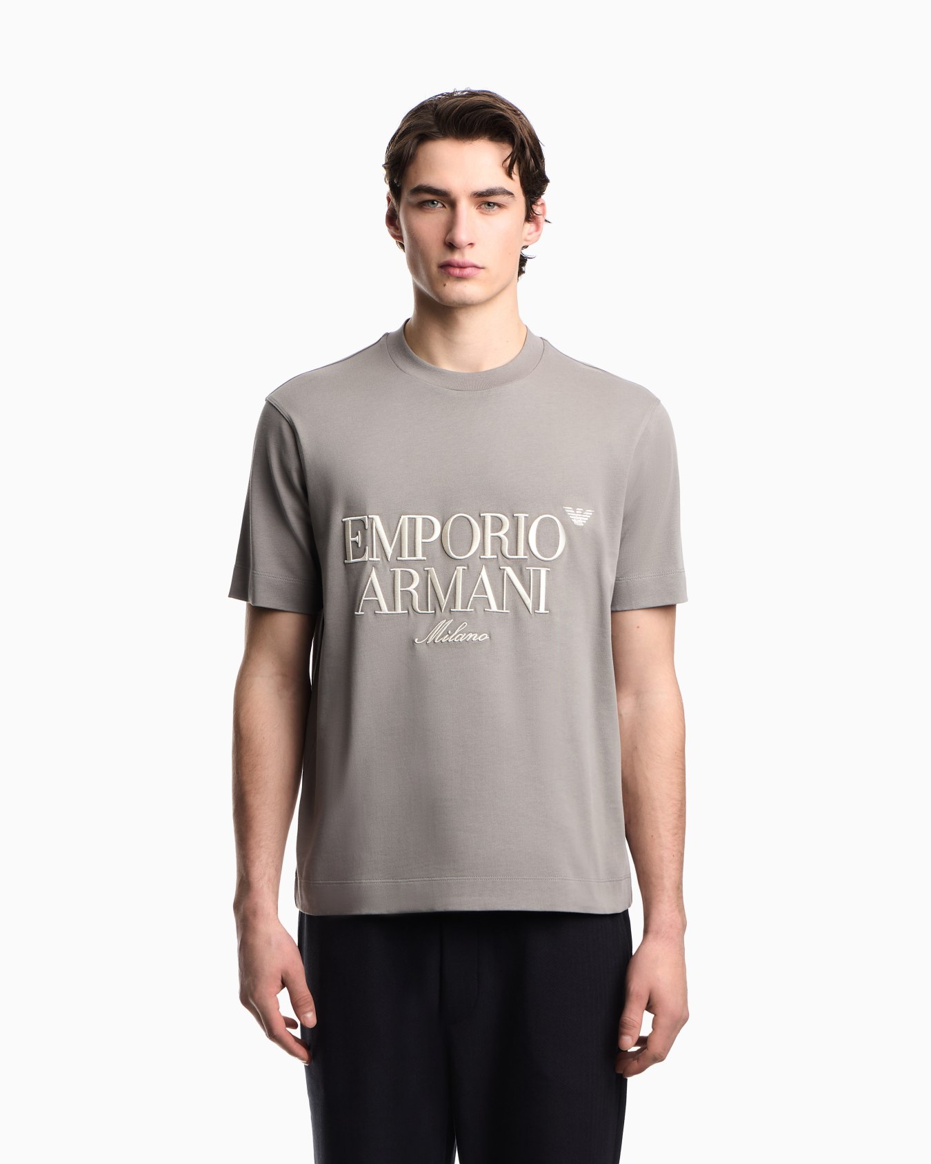 Heavy jersey T-shirt with embossed logo embroidery Slide 3