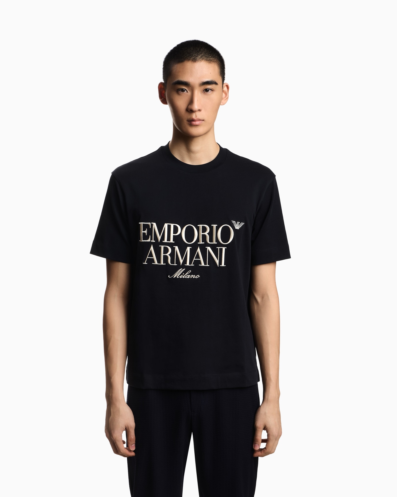 Heavy jersey T-shirt with embossed logo embroidery Slide 3