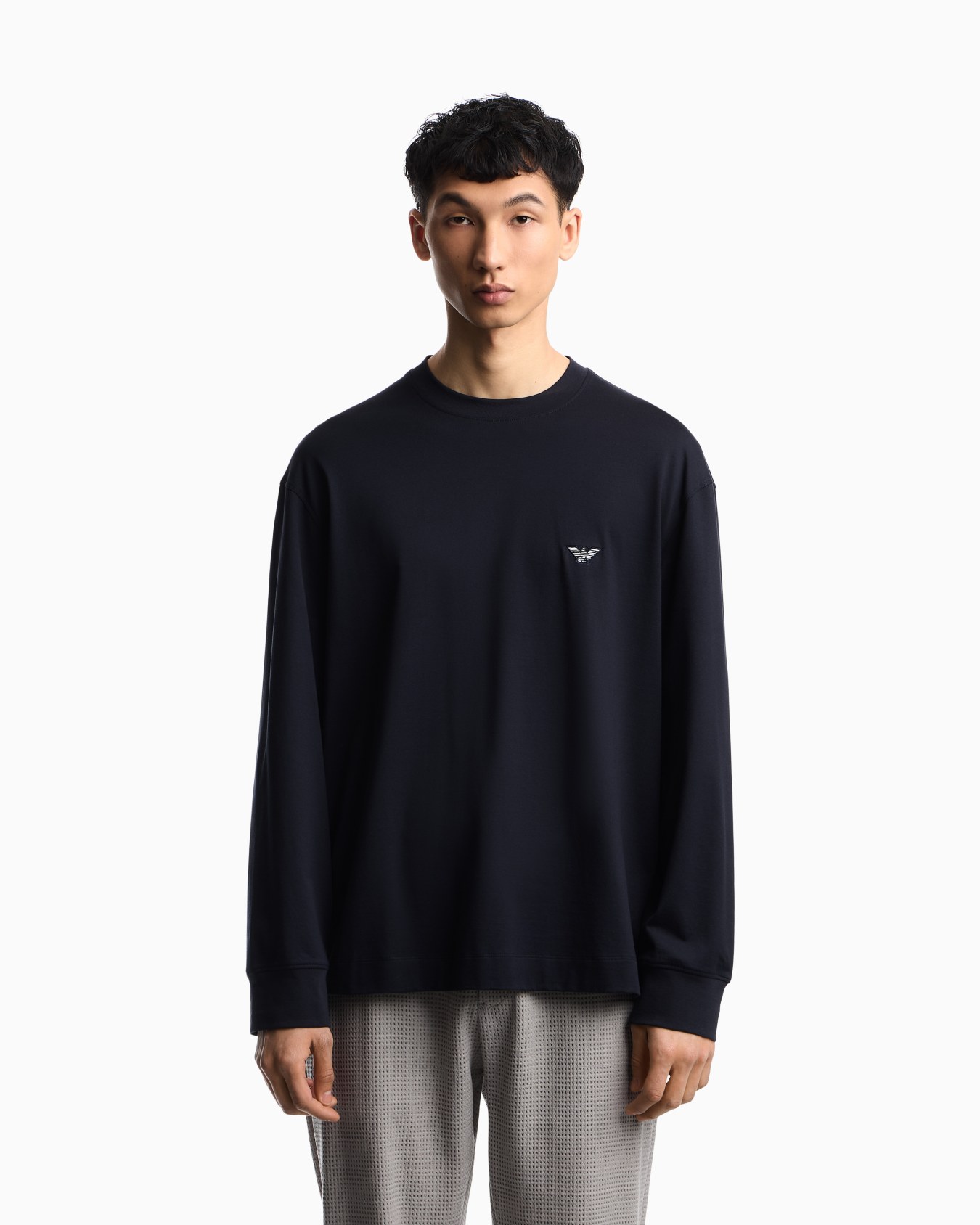 Jersey de cuello redondo en punto de algodón pima  Diapositiva 2