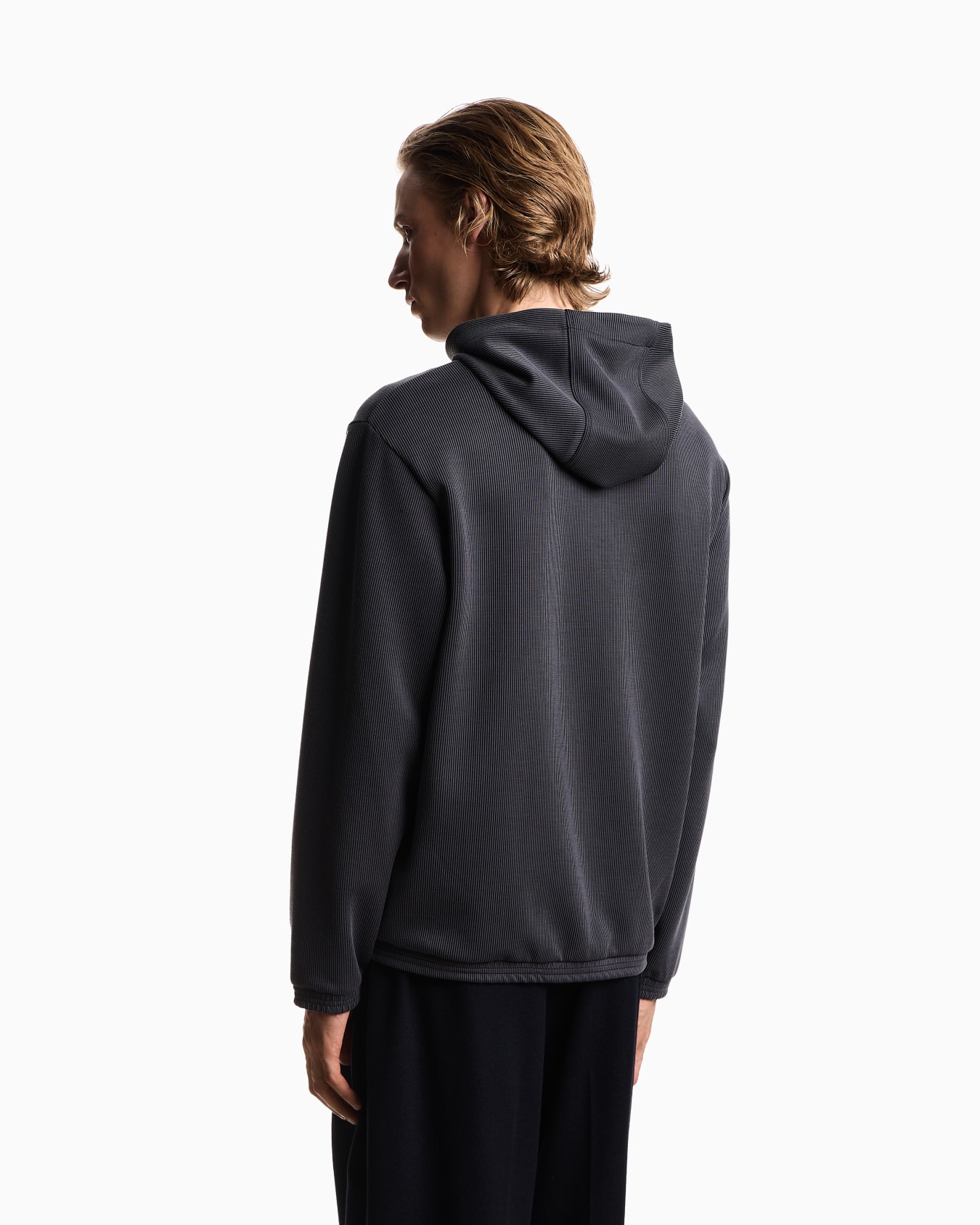 Vanisé-effect ribbed hooded sweatshirt Slide 1