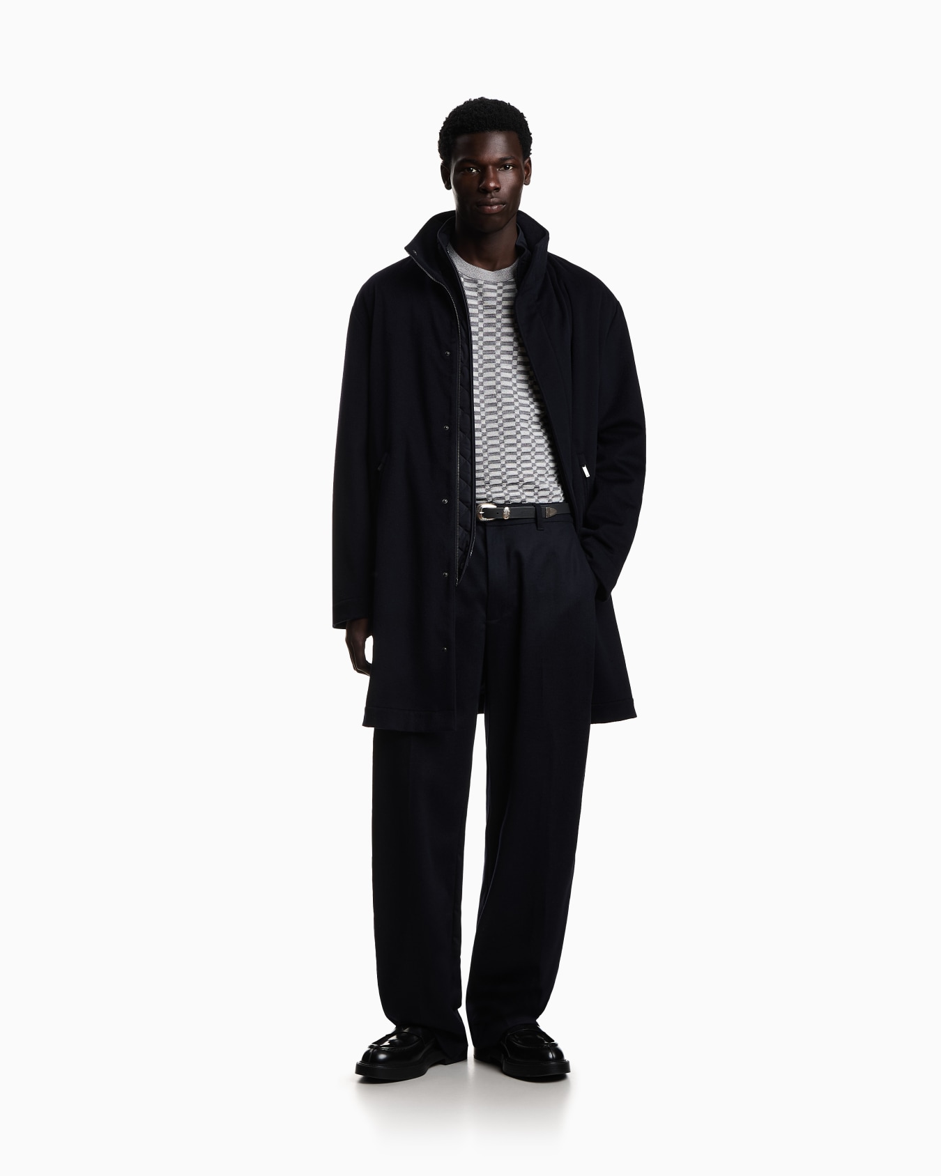 Optical textured virgin wool sweater Slide 1