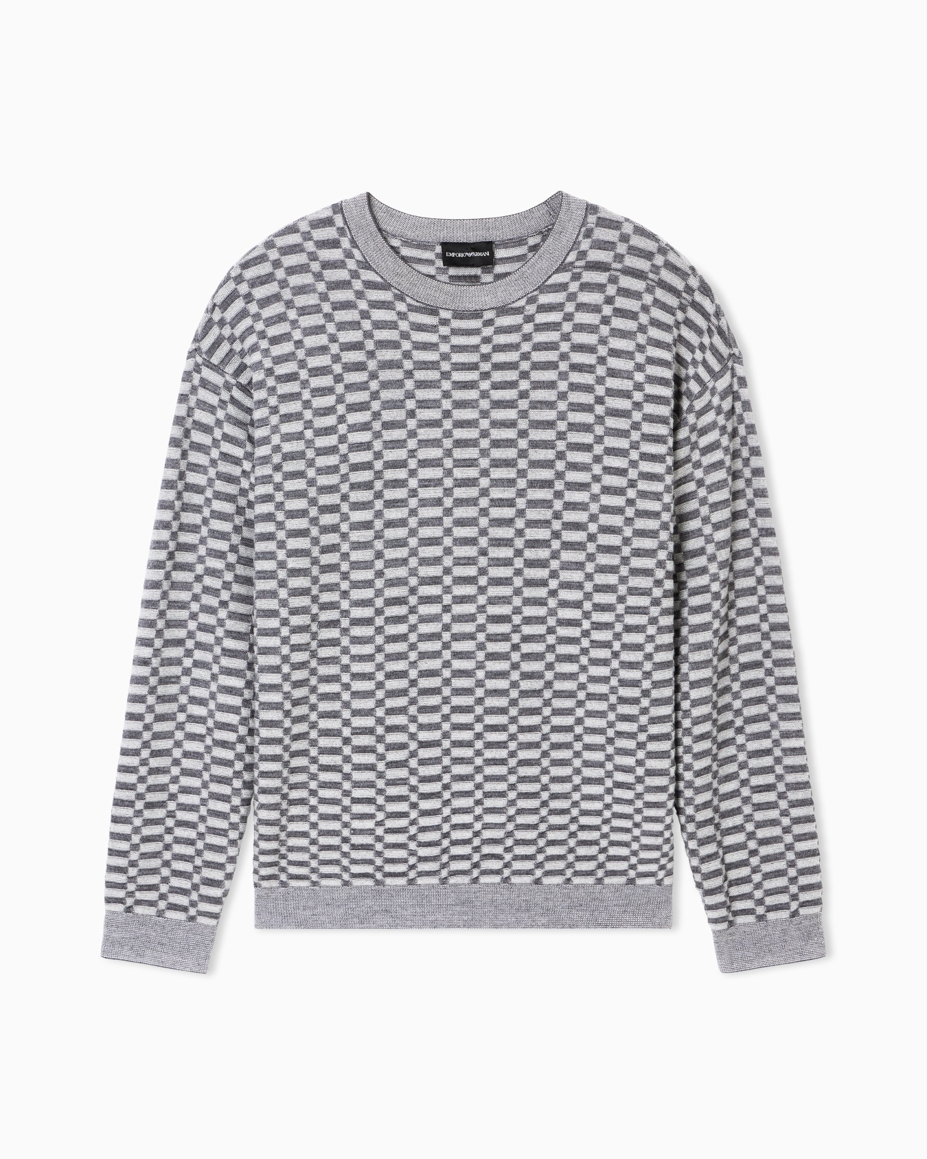 Optical textured virgin wool sweater Slide 0
