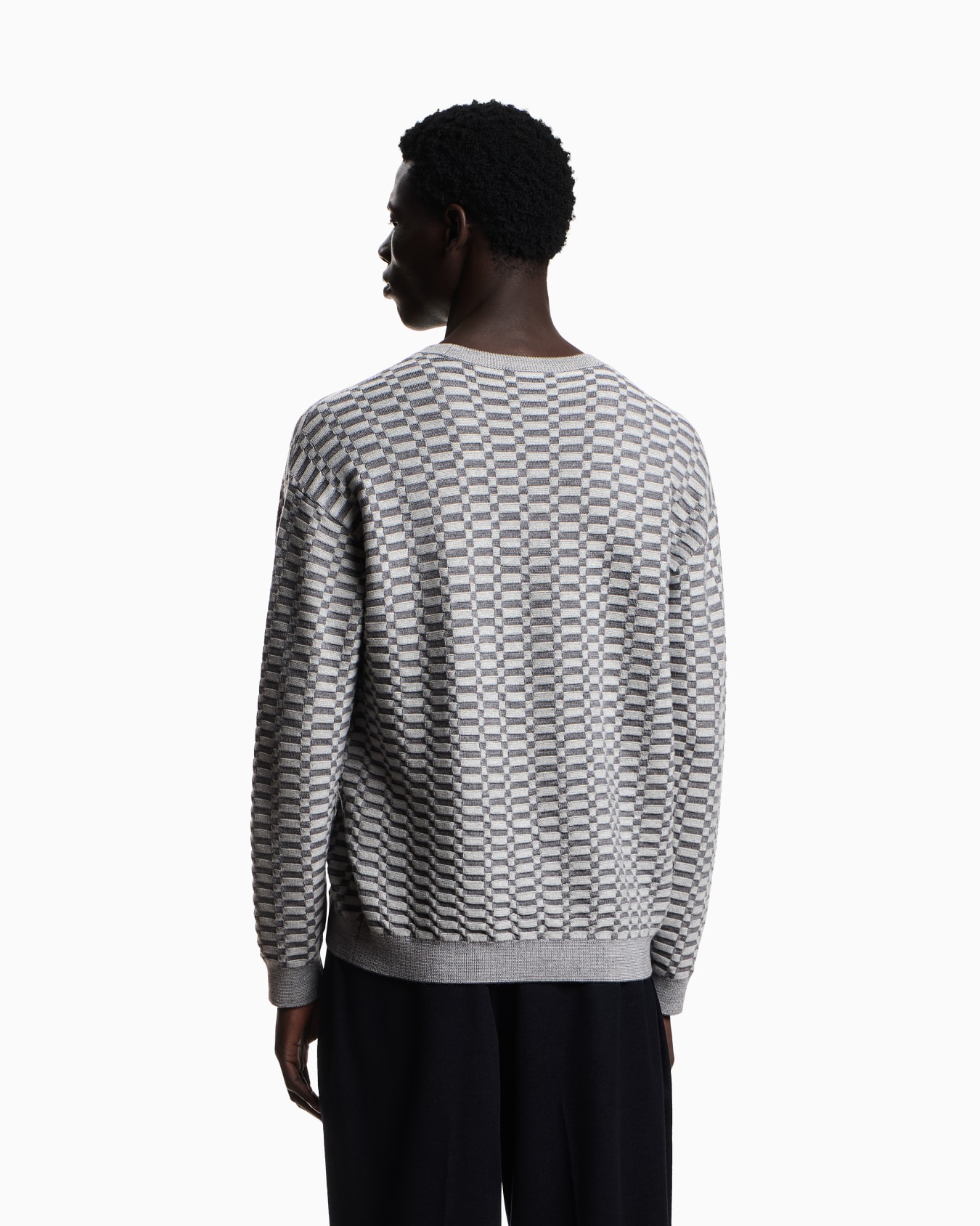 Optical textured virgin wool sweater Slide 2