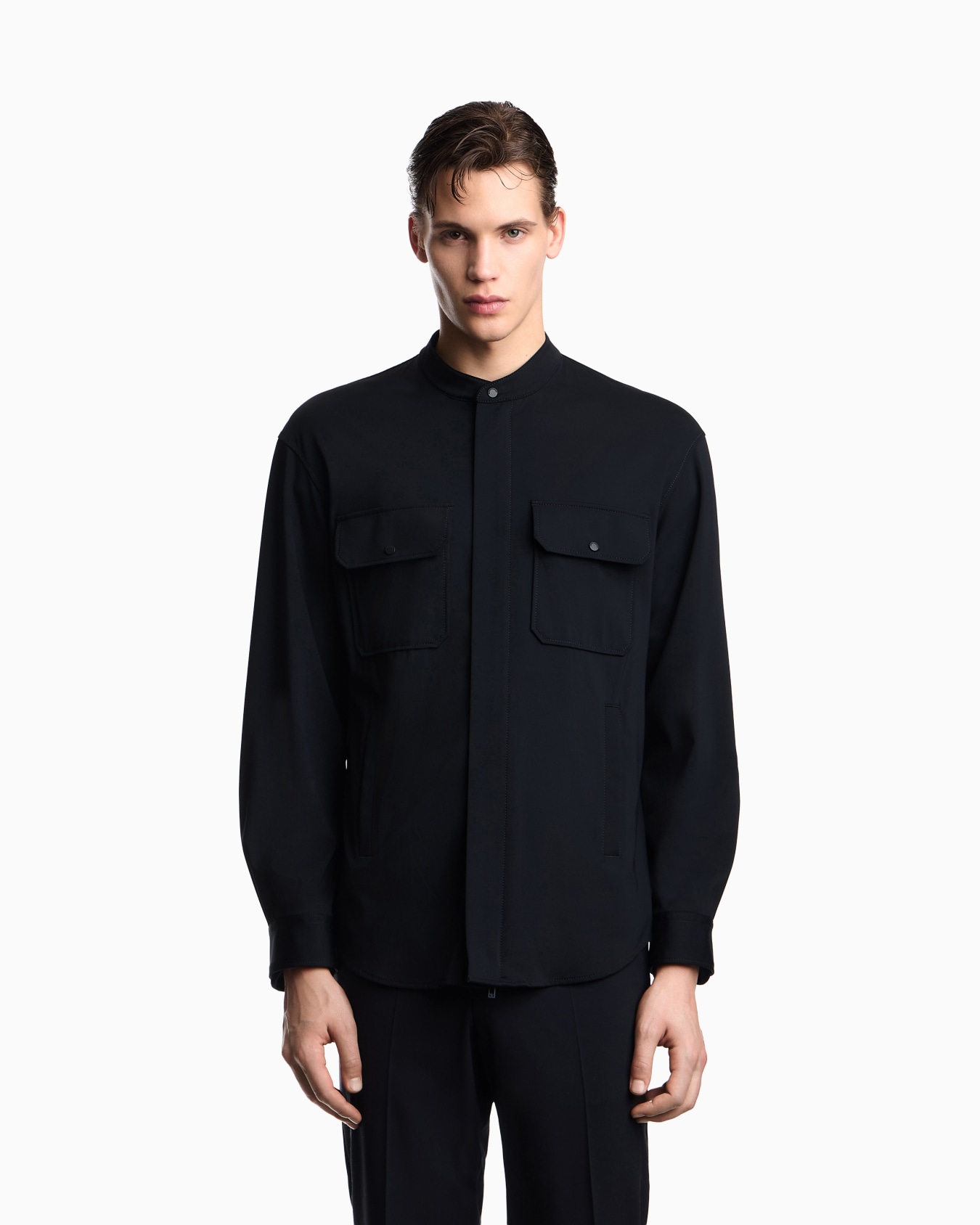 グルカラーシャツ ストレッチナイロン コンシールファスナー スライドする 3