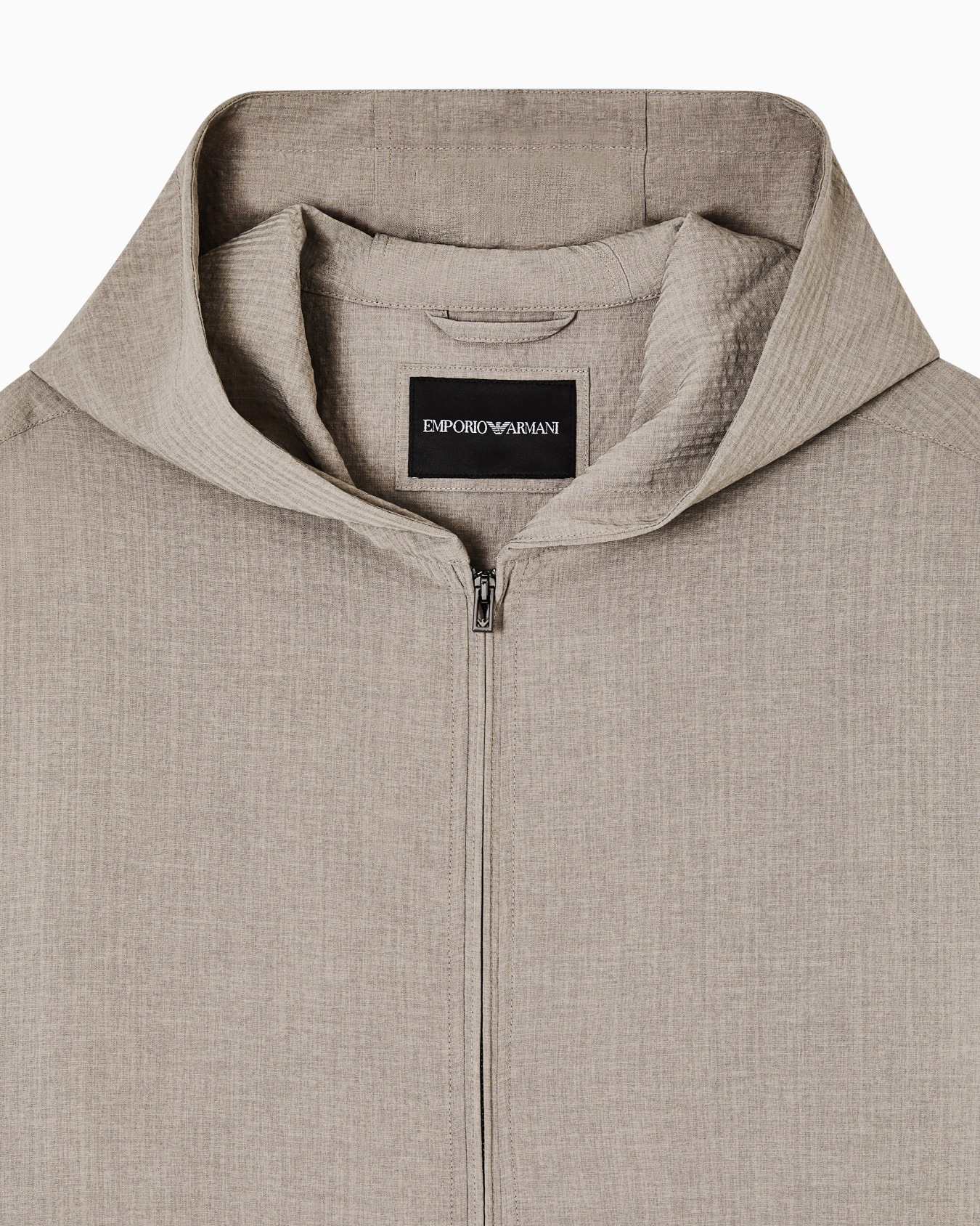 Hooded blouson in technical seersucker fabric Slide 4