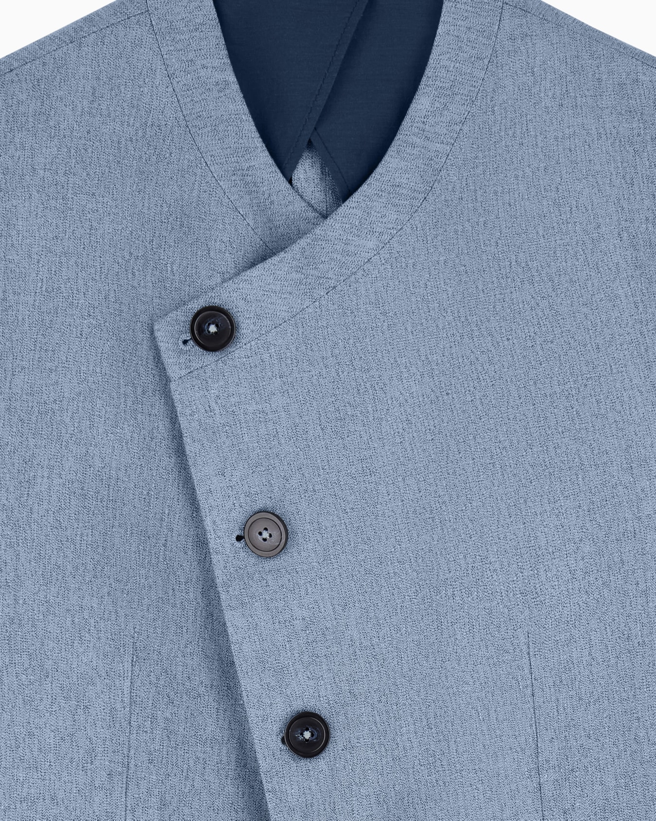 Icon jacket with diagonal fastening in textured mouliné linen satin Slide 4