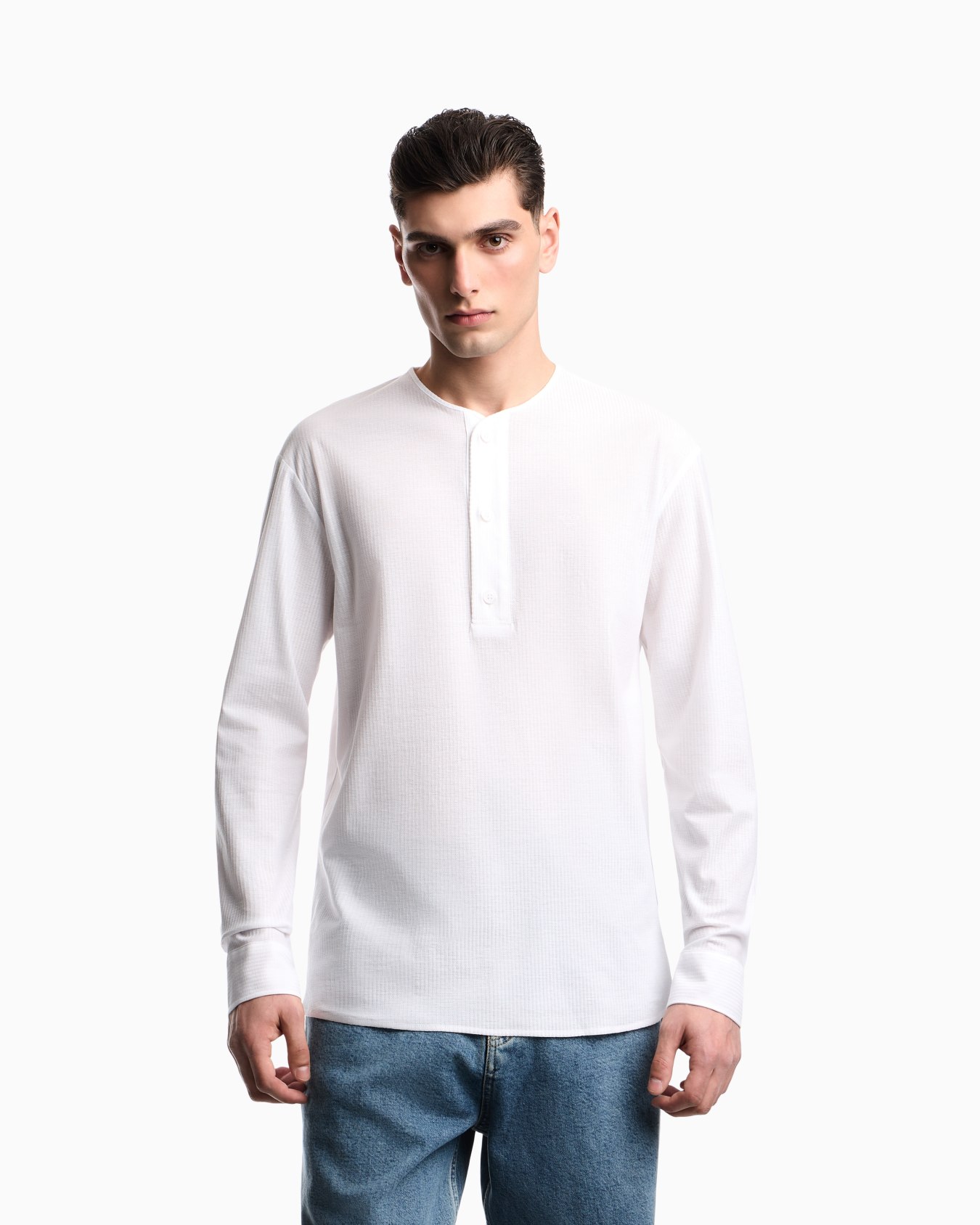 Garment-dyed jersey Henley-collar shirt Slide 2