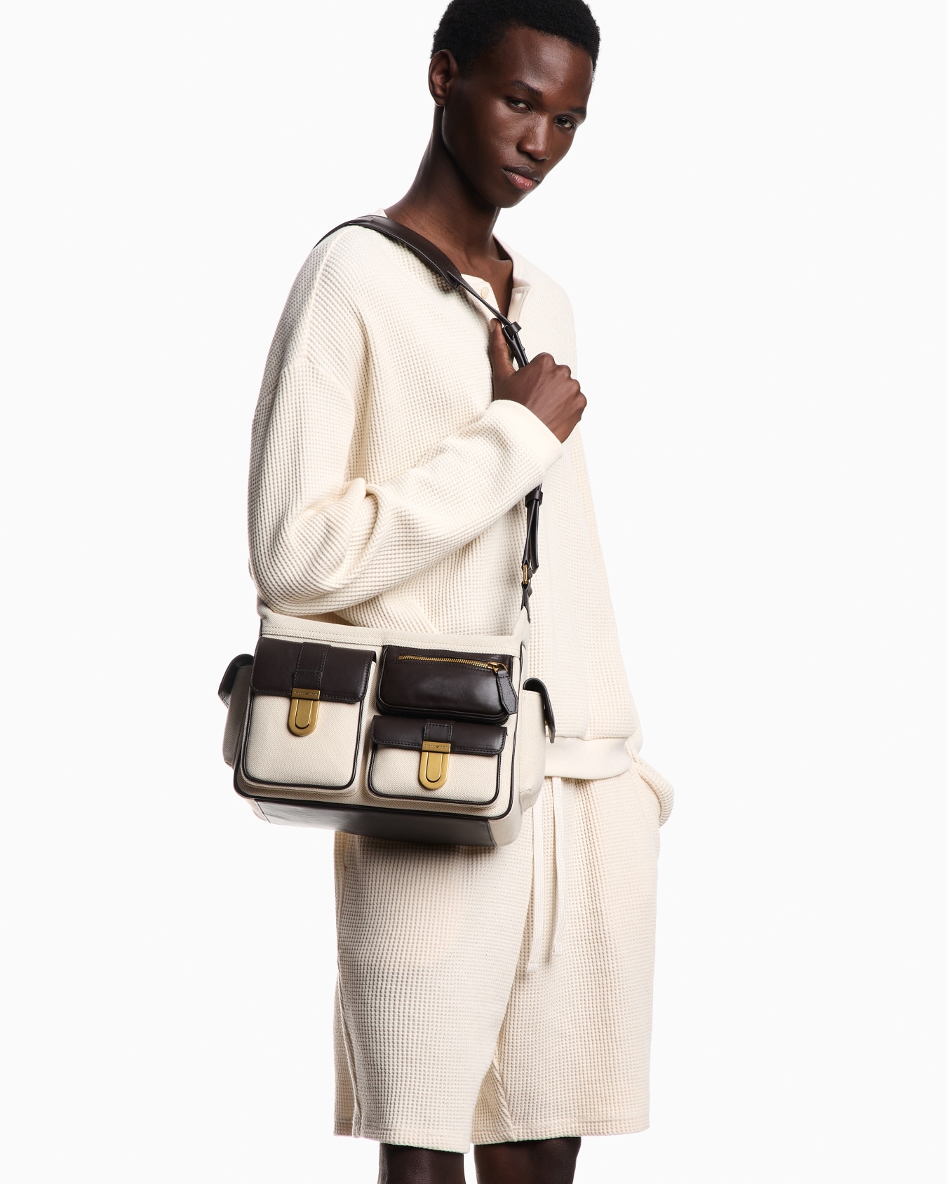 Icon jersey-stitch, Henley-collar sweatshirt Slide 3