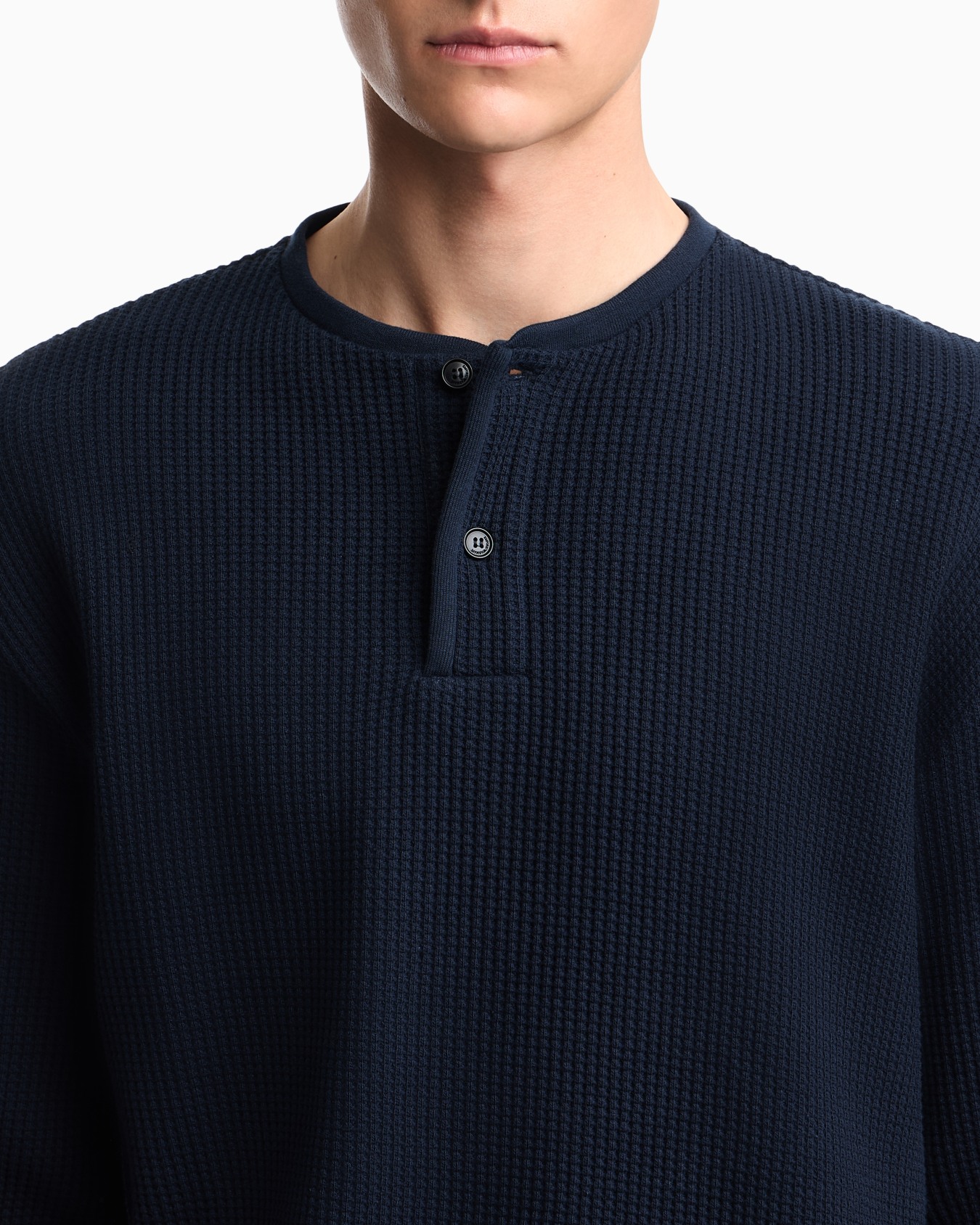 Icon jersey-stitch, Henley-collar sweatshirt Slide 4