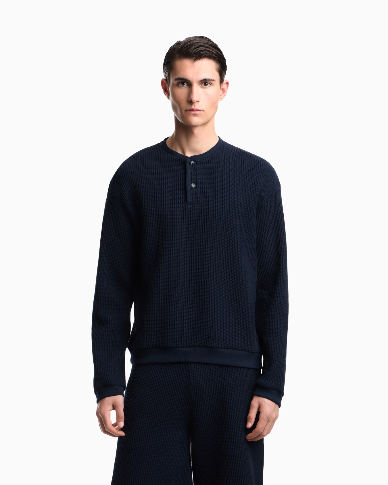 Icon jersey-stitch, Henley-collar sweatshirt Slide 2