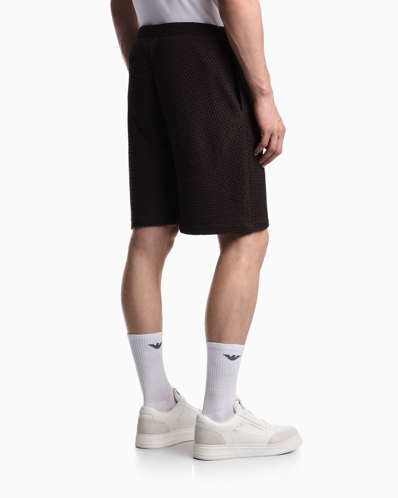 Bermuda shorts in embossed two-way stretch jersey Slide 5