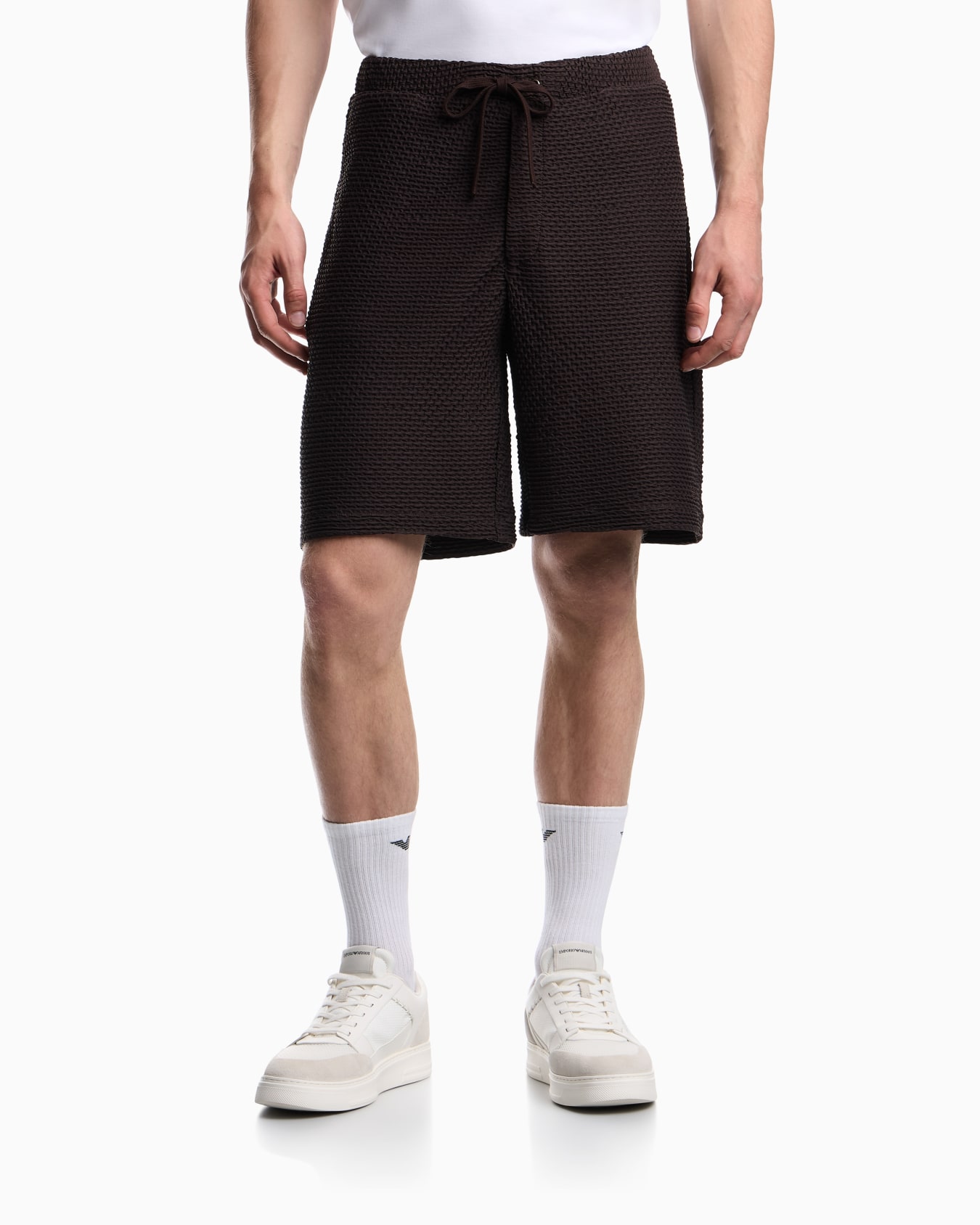 Bermuda shorts in embossed two-way stretch jersey Slide 3
