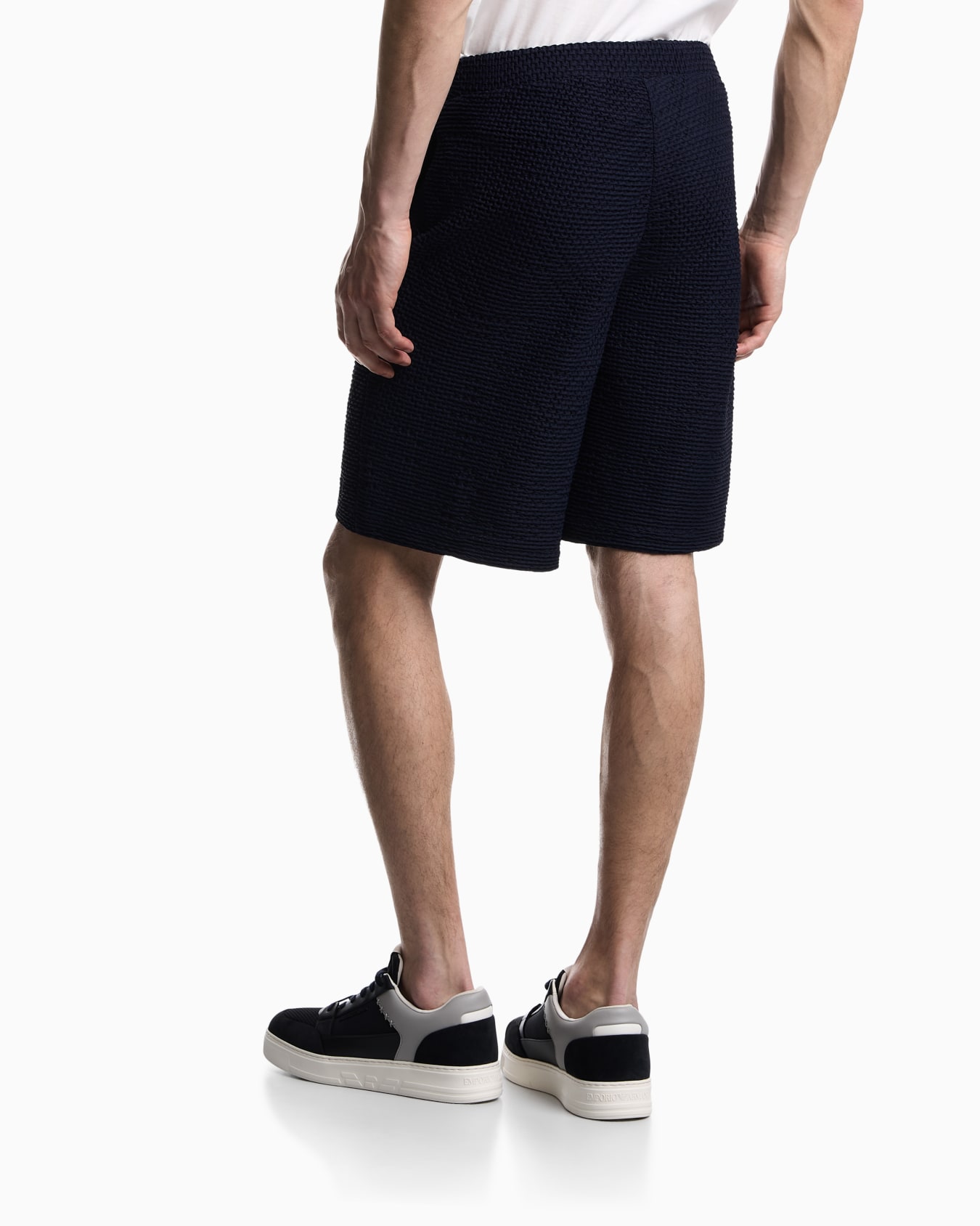 Bermuda shorts in embossed two-way stretch jersey Slide 3