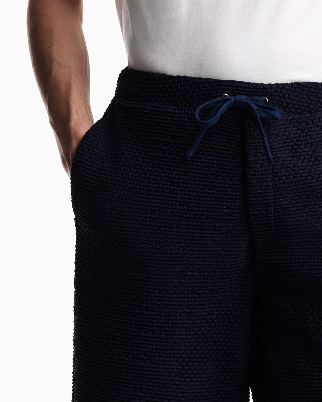 Bermuda shorts in embossed two-way stretch jersey Slide 4