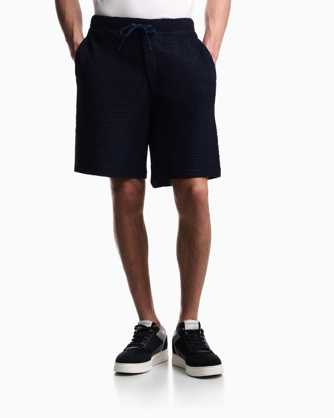 Bermuda shorts in embossed two-way stretch jersey Slide 2