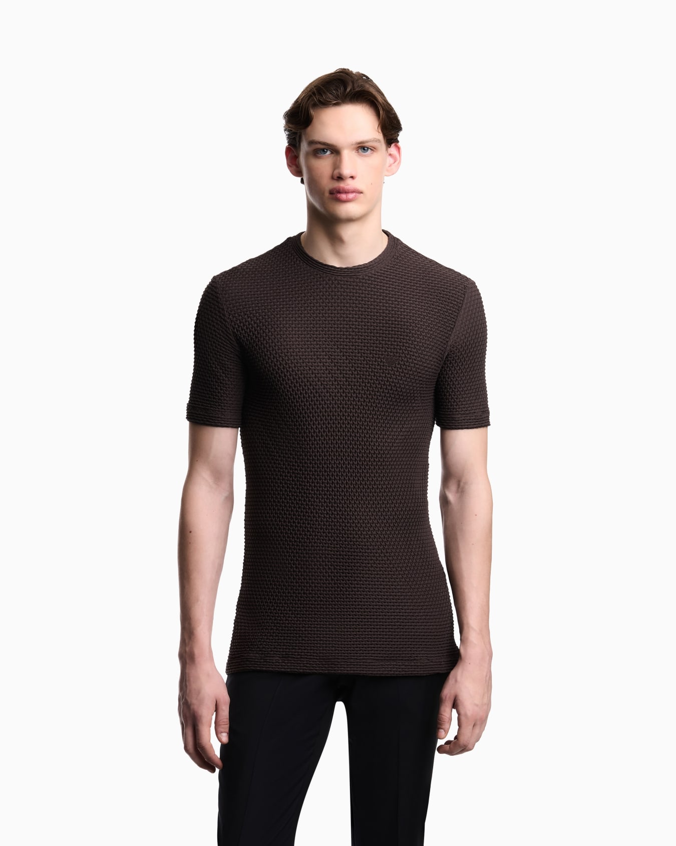 T-shirt in embossed two-way stretch jersey Slide 2