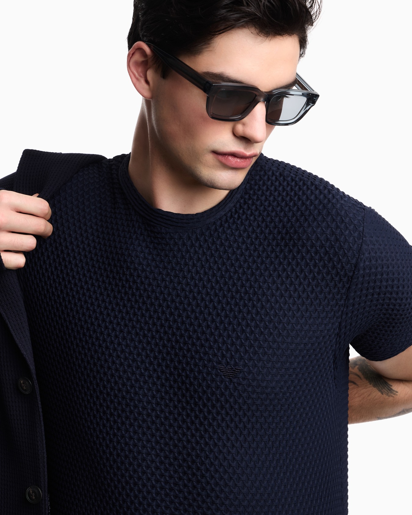 Jersey T-shirt with deep neckline drape Slide 4