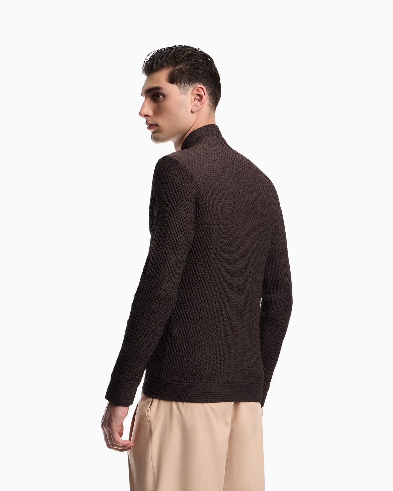 Embossed two-way stretch jersey blouson Slide 3