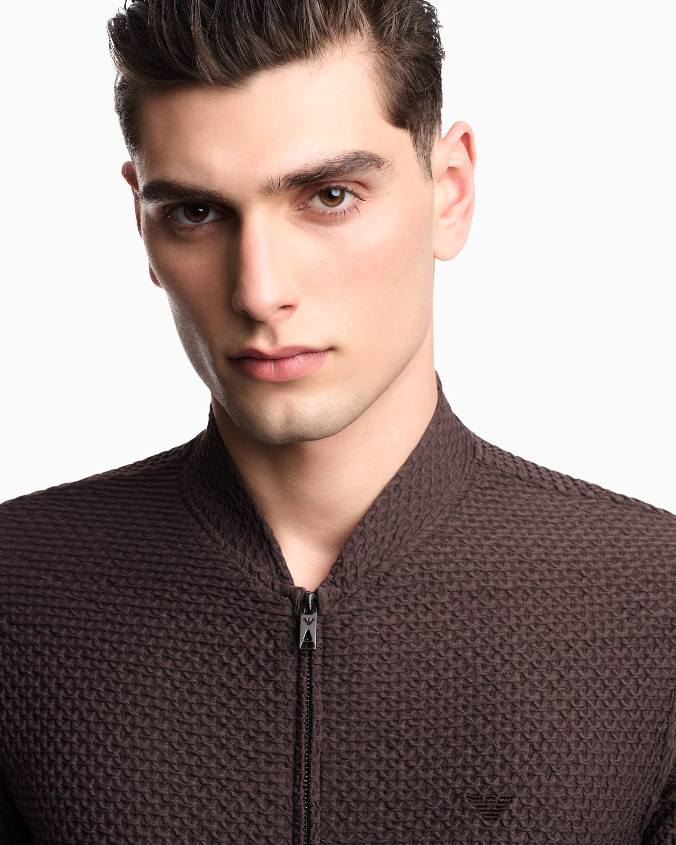 Embossed two-way stretch jersey blouson Slide 4