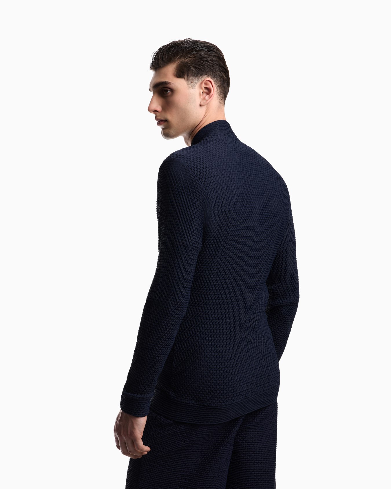 Embossed two-way stretch jersey blouson Slide 3