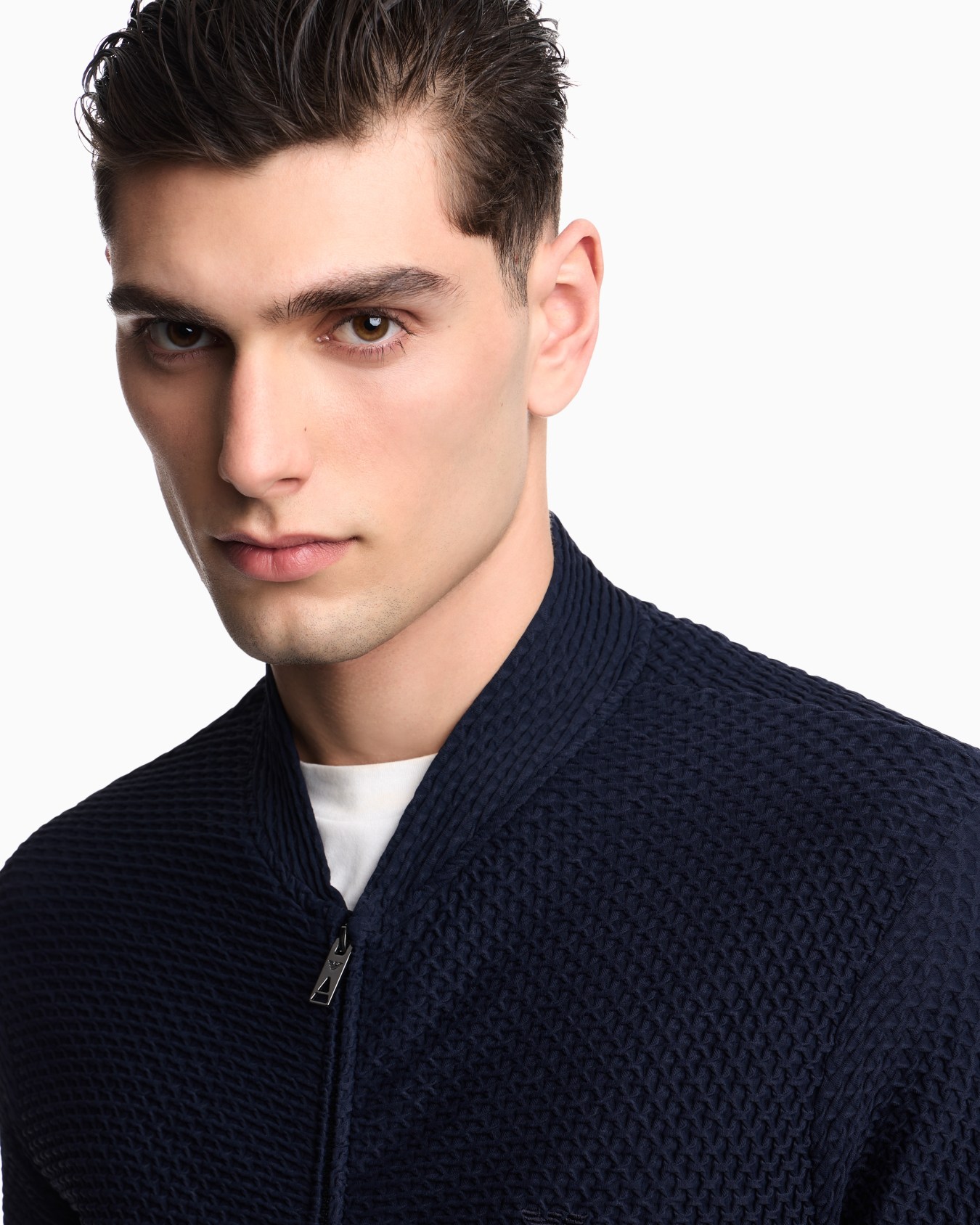 Embossed two-way stretch jersey blouson Slide 4