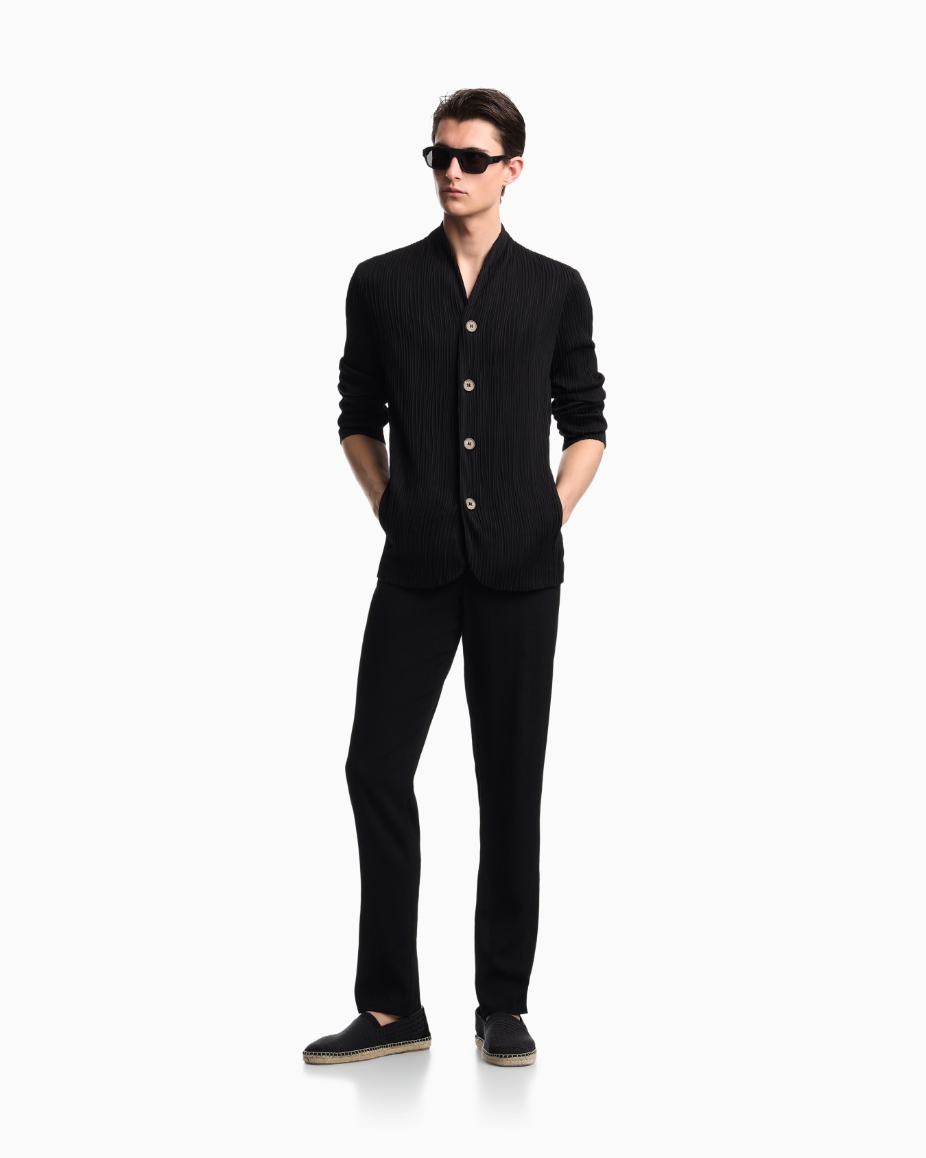 Pleated effect fabric blazer Slide 1