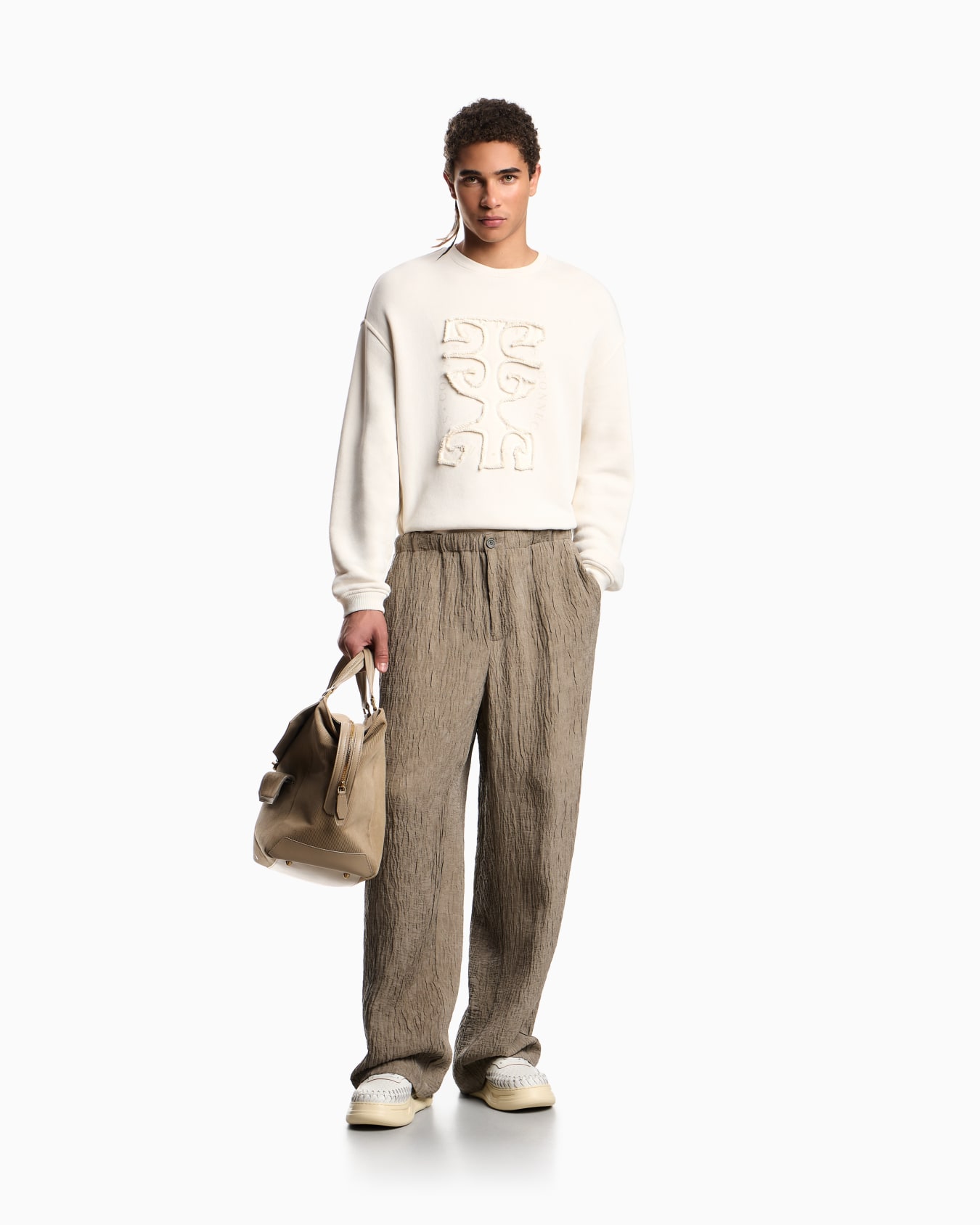 Soft diagonal cotton sweatshirt Slide 1