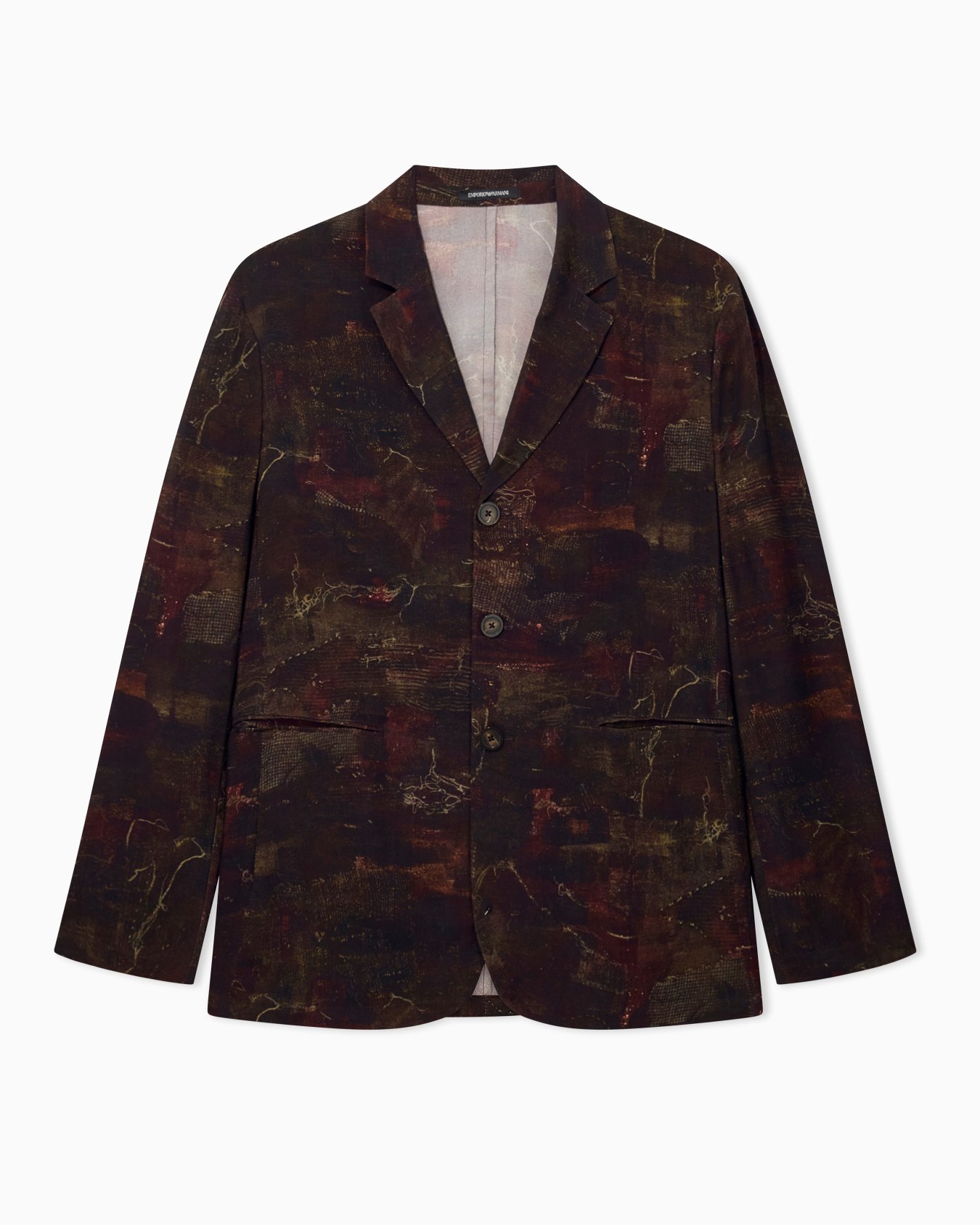 Single-breasted jacket in cupro twill with all-over print Slide 0