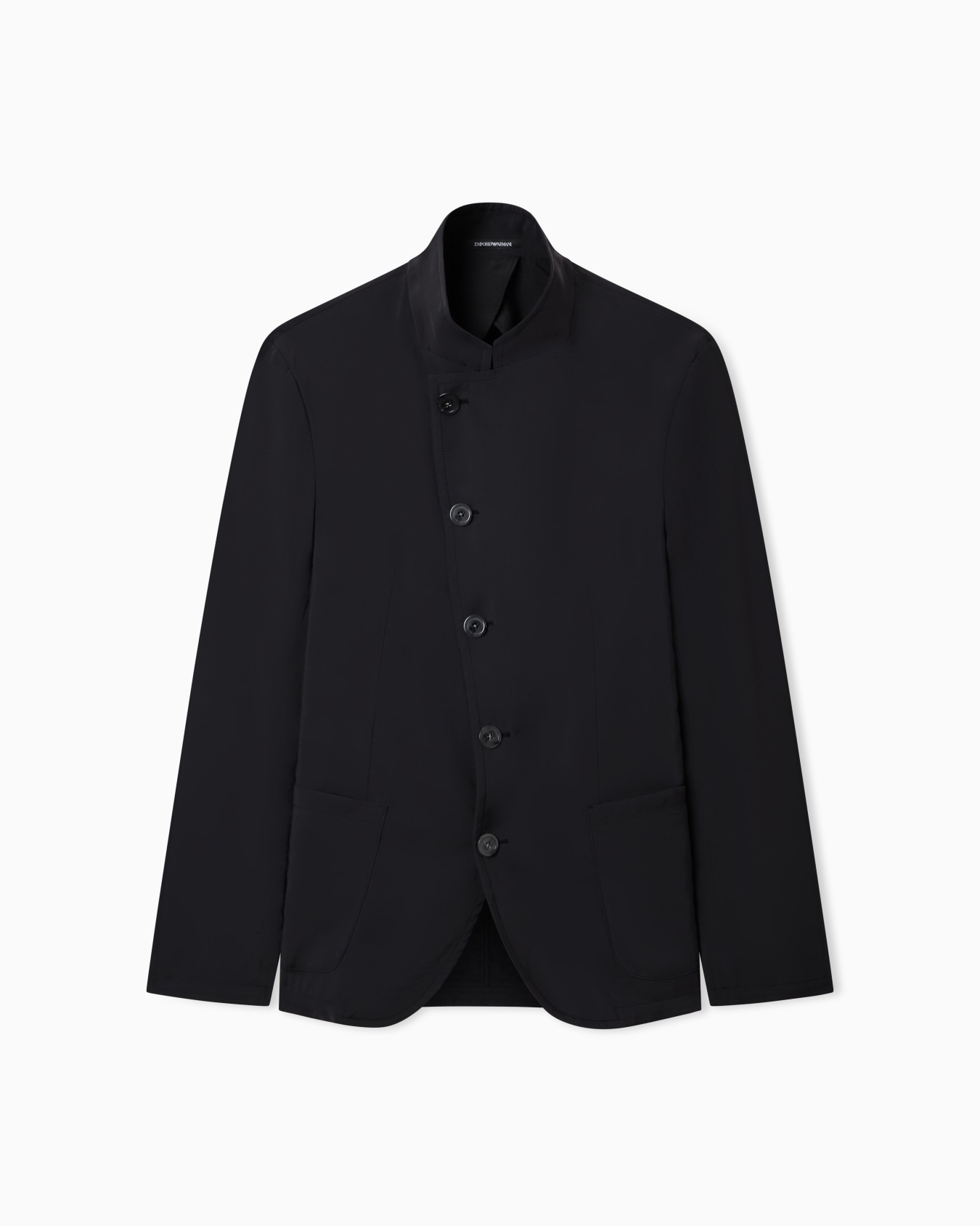 Icon guru-collar jacket with off-centre fastening in peach-feel canvas Slide 0