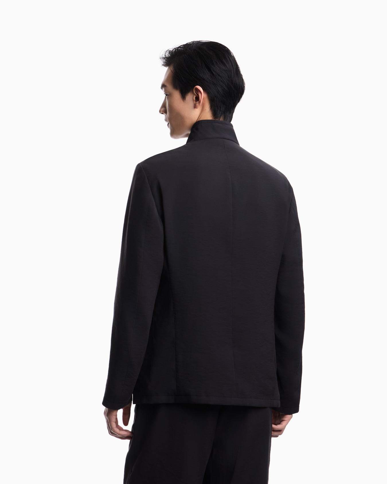 Icon guru-collar jacket with off-centre fastening in peach-feel canvas Slide 2