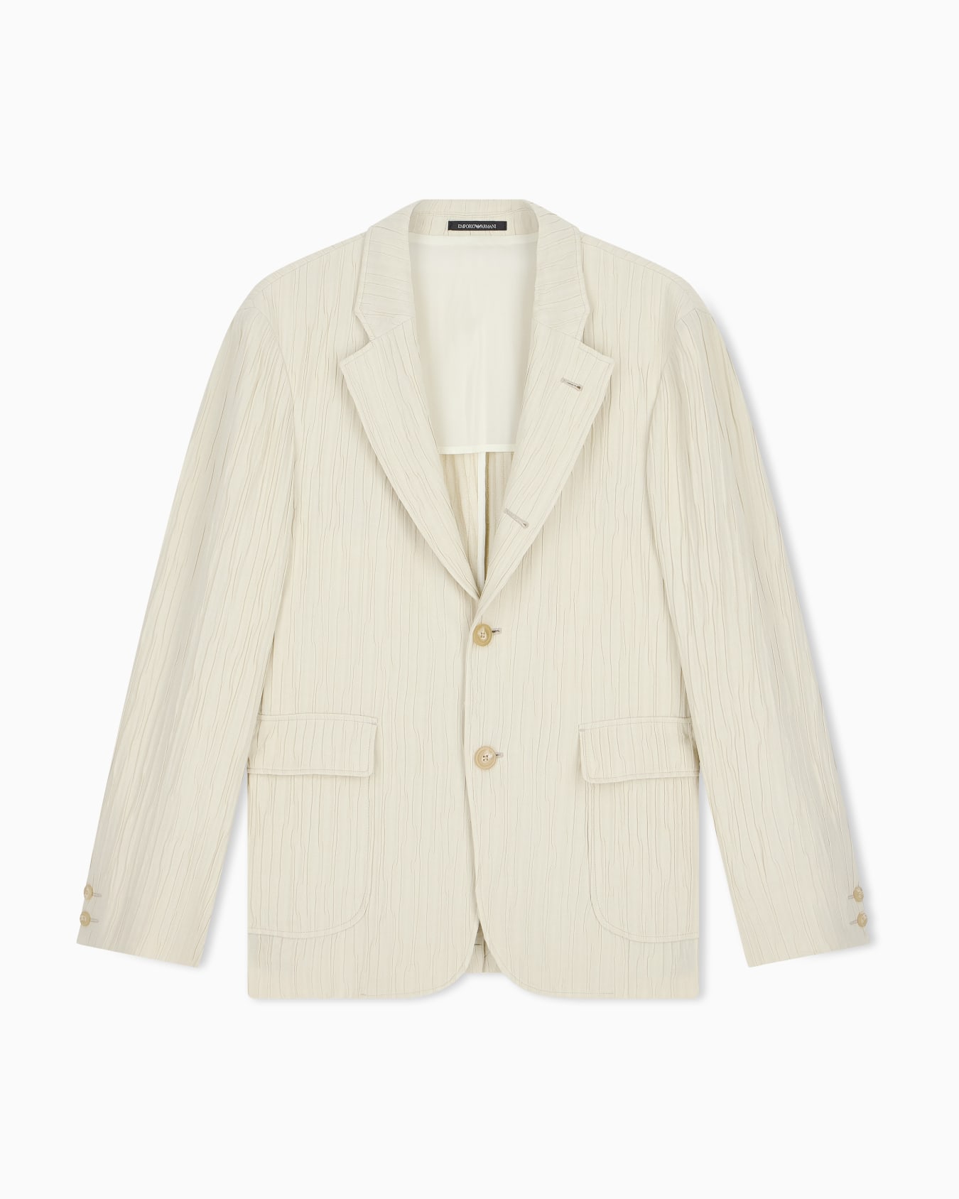 Single-breasted jacket in embossed wrinkle-effect jacquard Slide 0