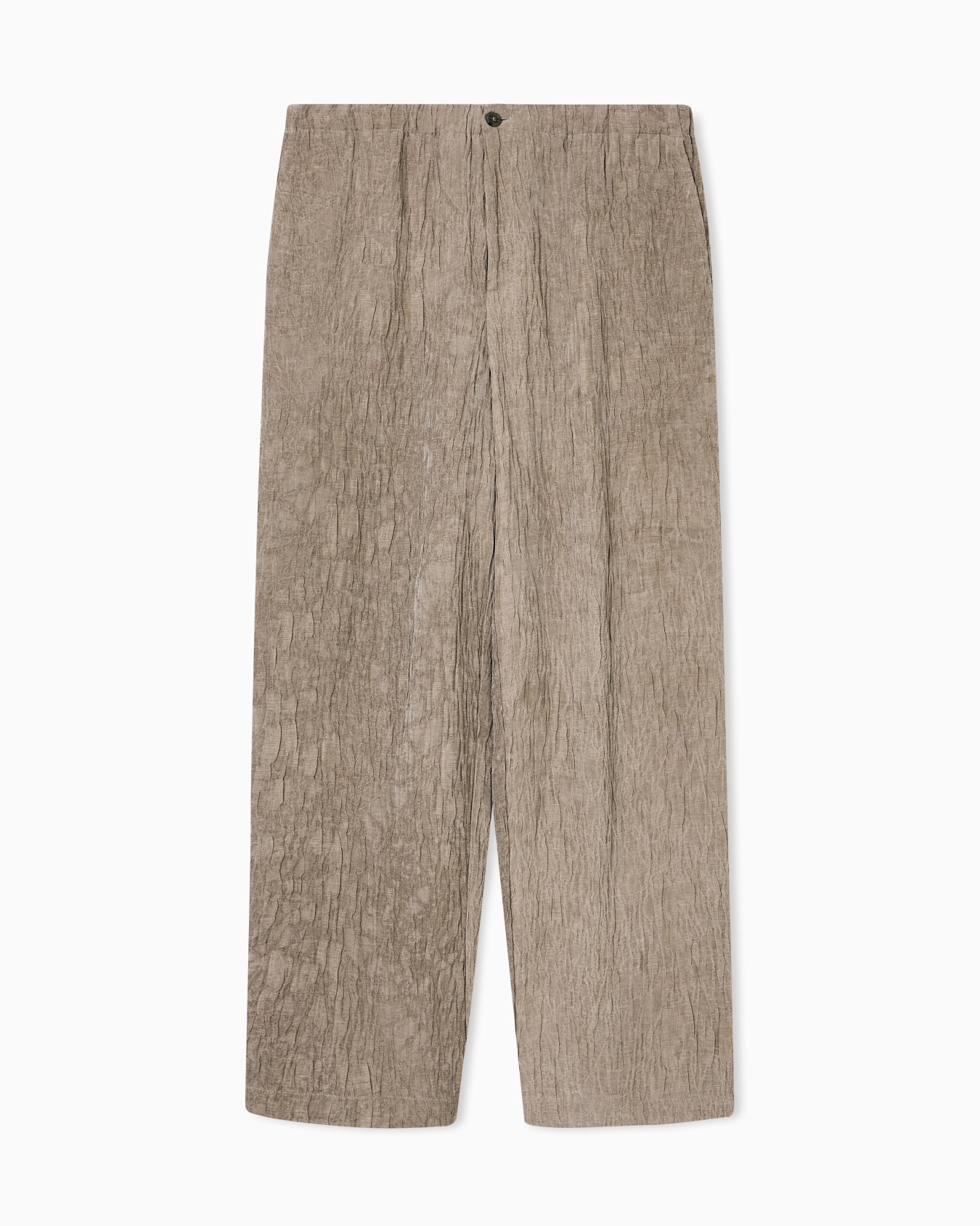 Cold-dyed bark-look jacquard linen blend trousers Slide 0
