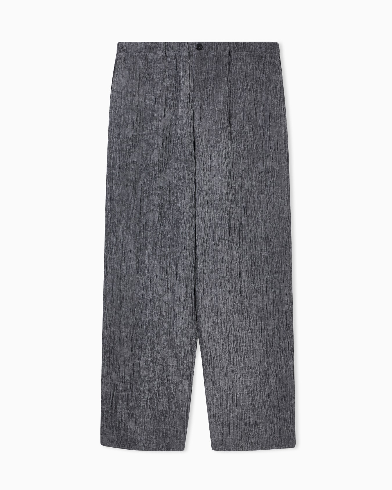 Cold-dyed bark-look jacquard linen blend trousers Slide 0