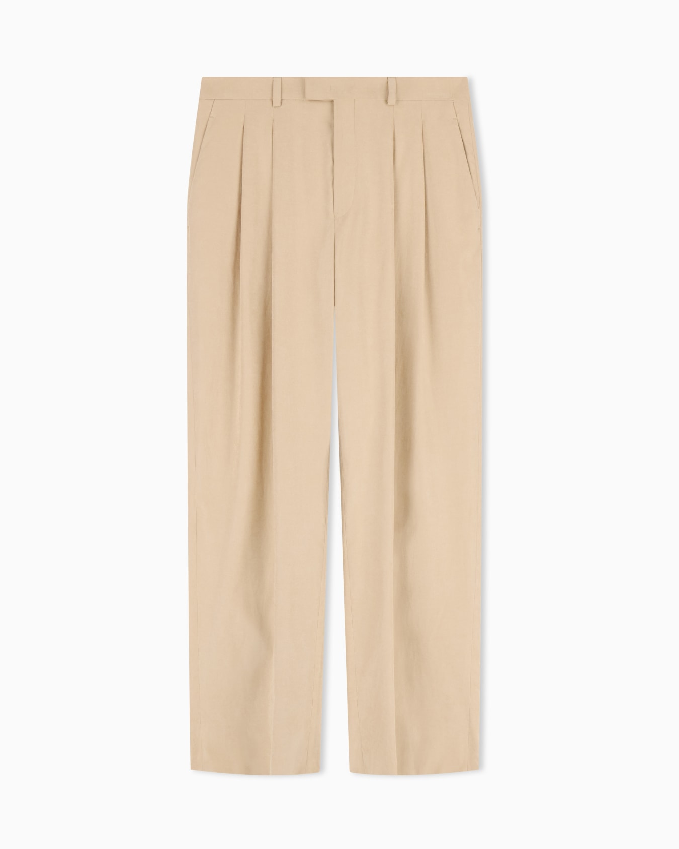 Cupro-effect fabric trousers with pleats 슬라이드 0
