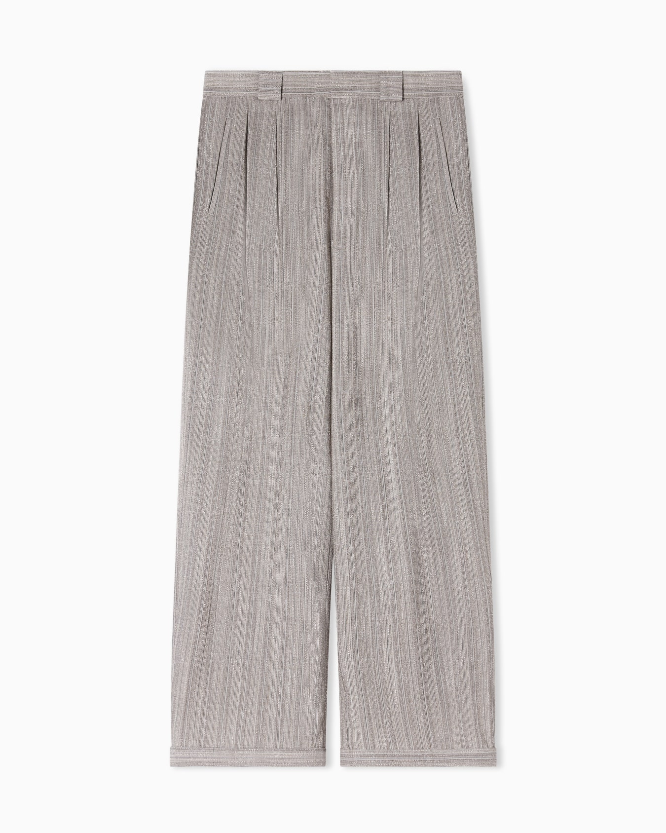 Multi-striped 3D effect jaspé jacquard trousers Slide 0