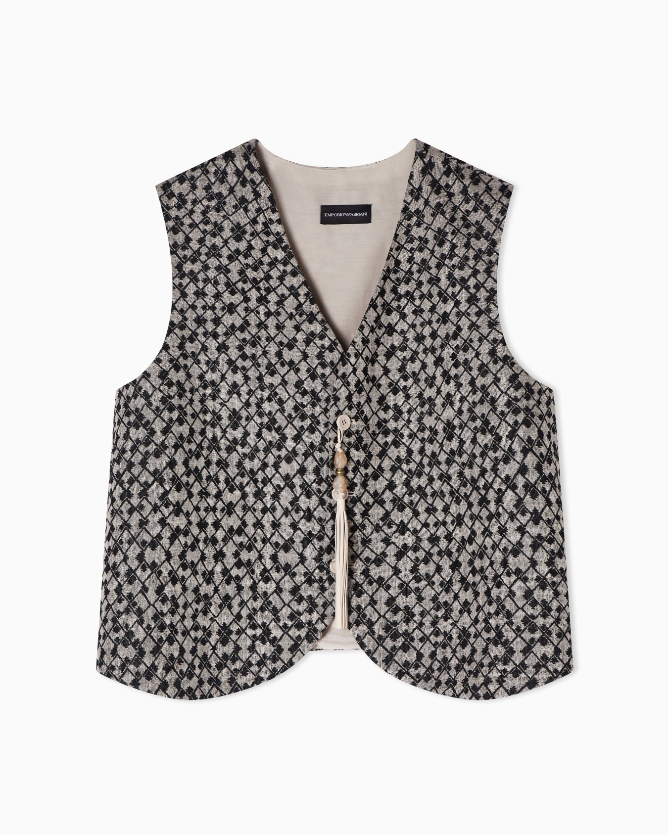 Vest in jacquard fabric with ethnic rhombus pattern Diapositiva 0