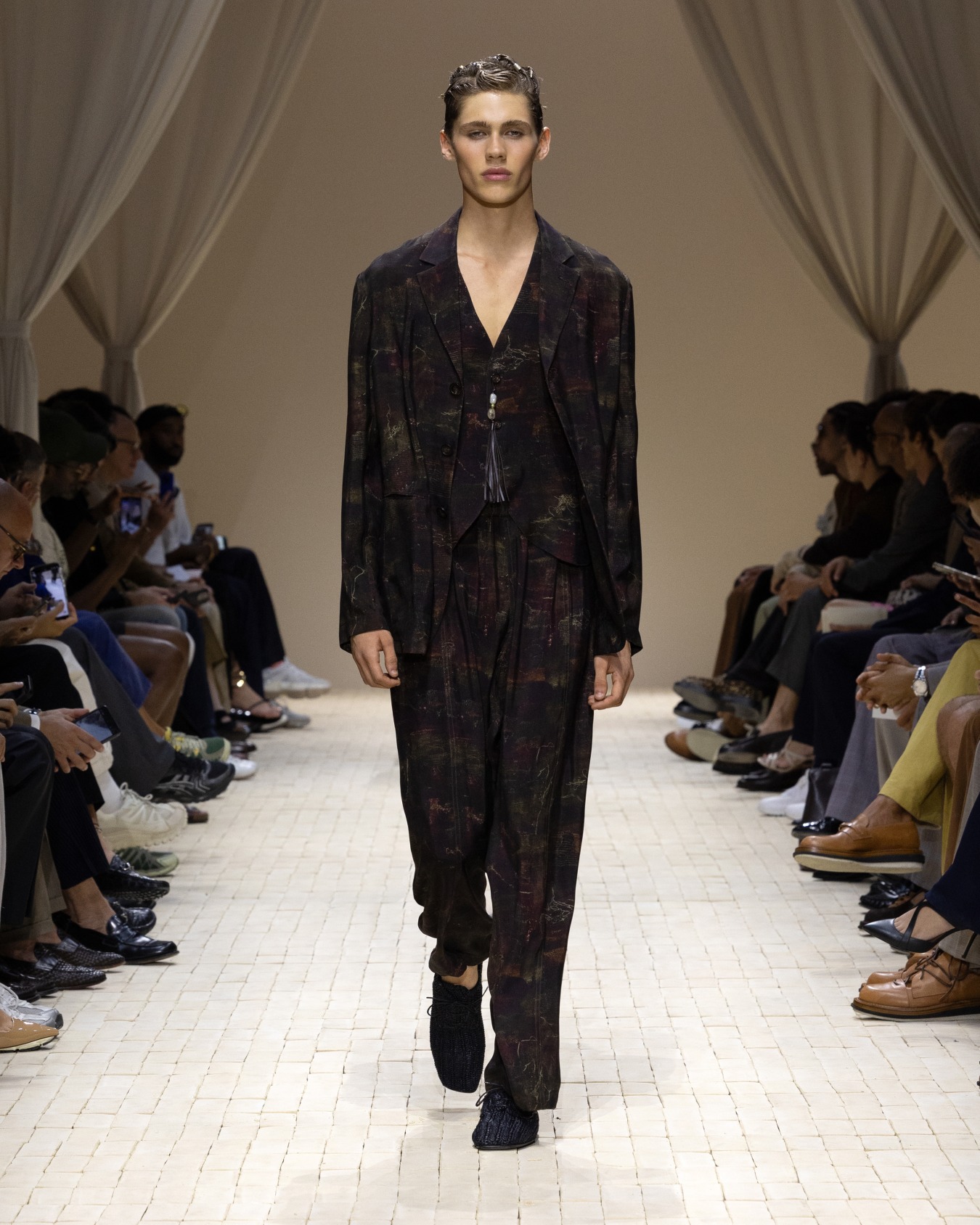 Printed cupro twill vest Diapositive 1