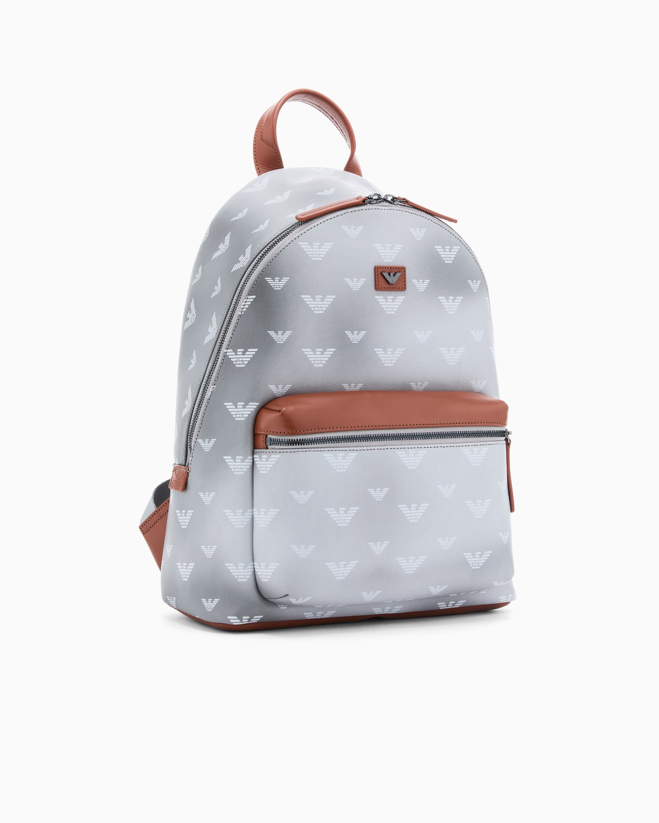 Backpack in coated canvas with all-over eagle Slide 1