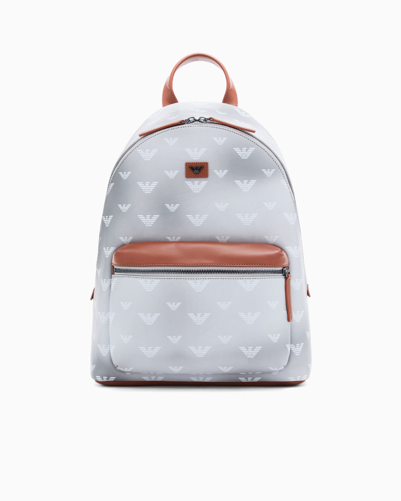 Backpack in coated canvas with all-over eagle Slide 0
