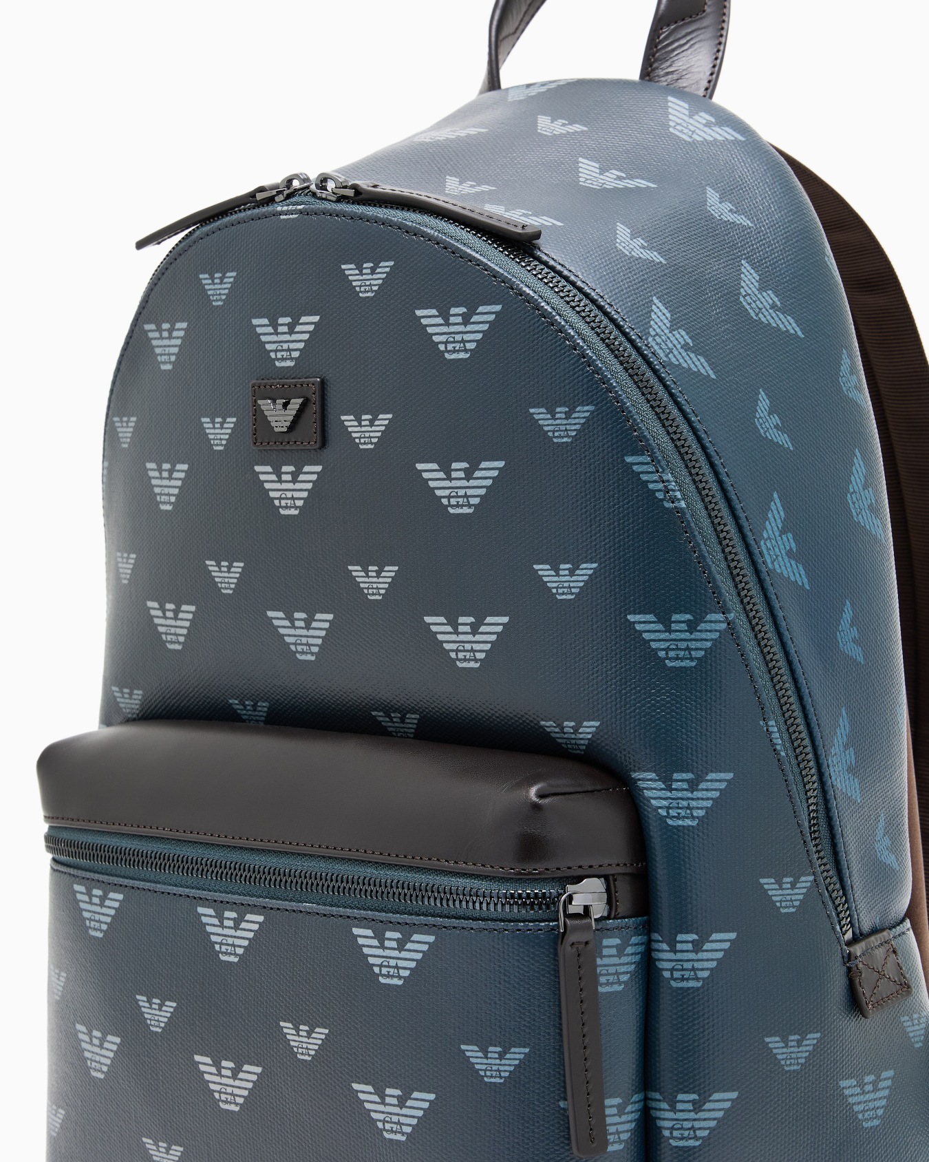 Backpack in coated canvas with all-over eagle Slide 4