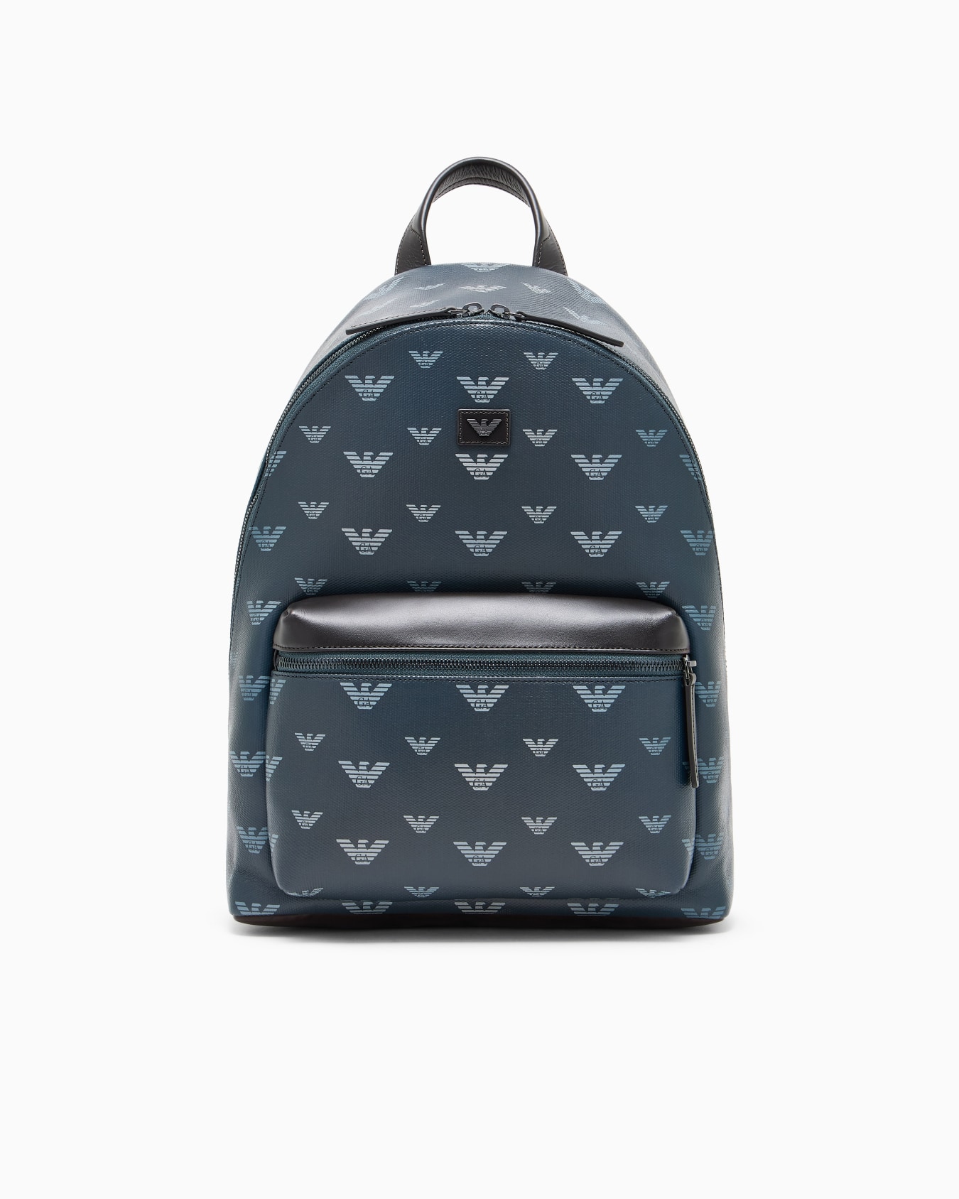 Backpack in coated canvas with all-over eagle Slide 0
