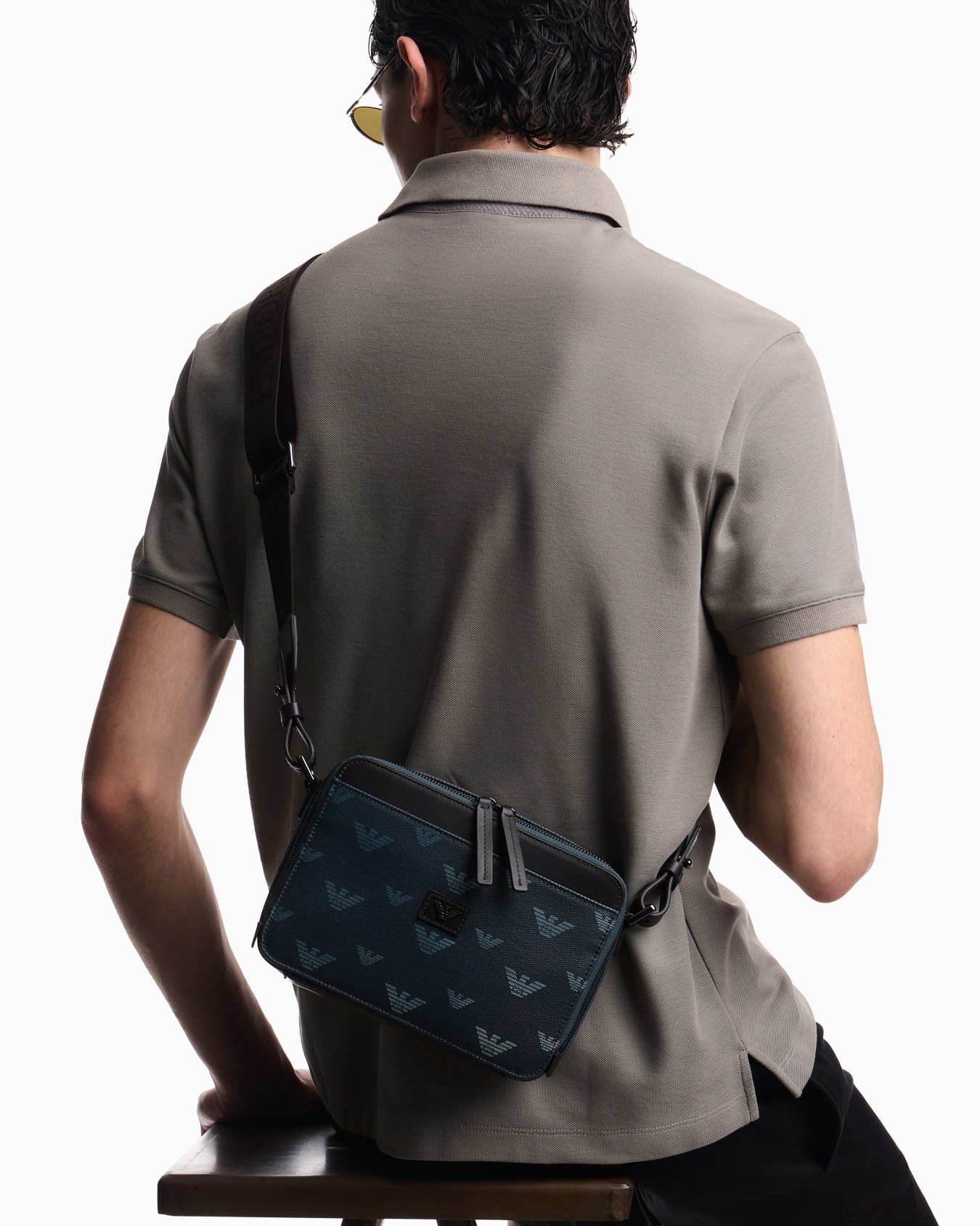 Coated canvas mini bag with all-over eagle Slide 5