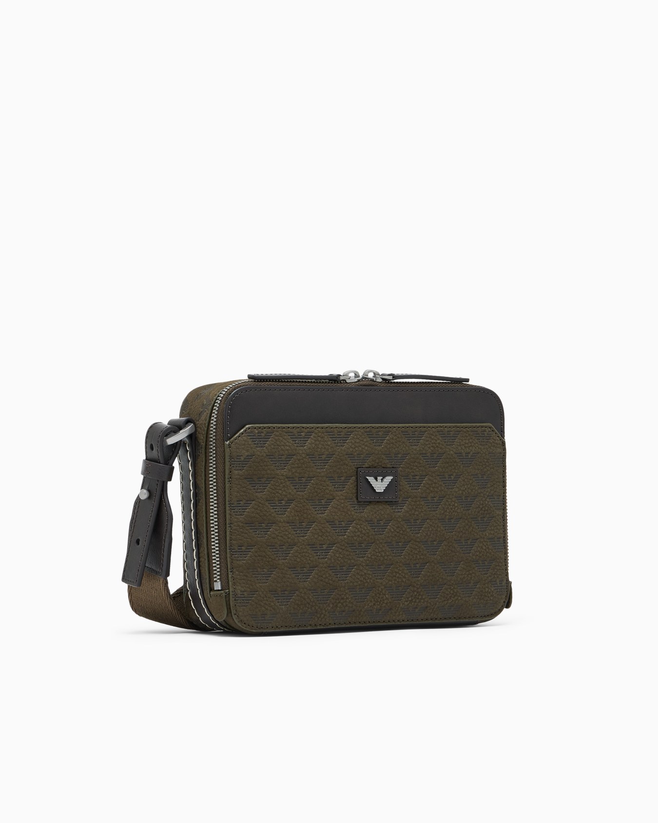 Crossbody camera bag in textured leather with a zip closure Slide 1