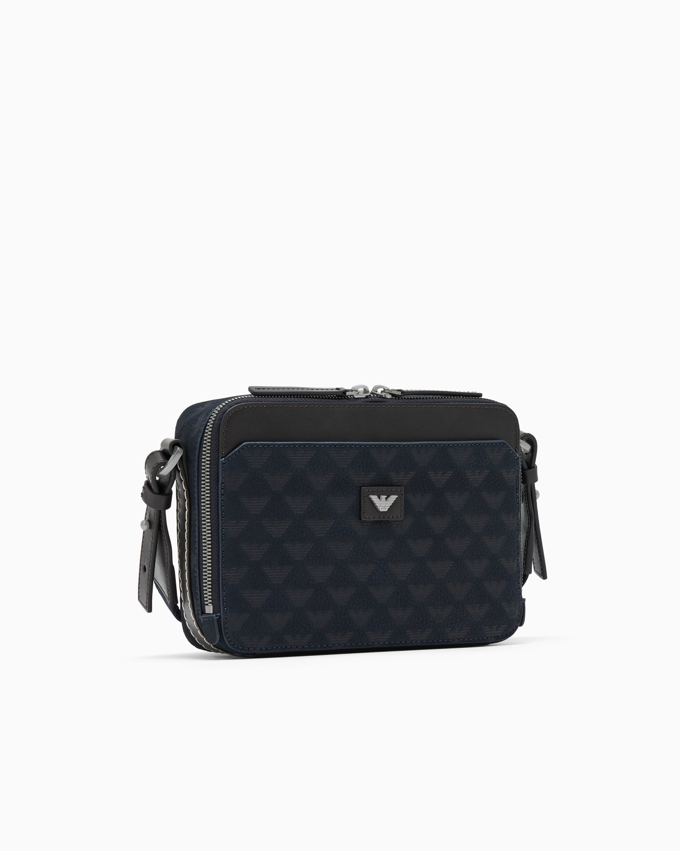 Crossbody camera bag in textured leather with a zip closure Slide 1