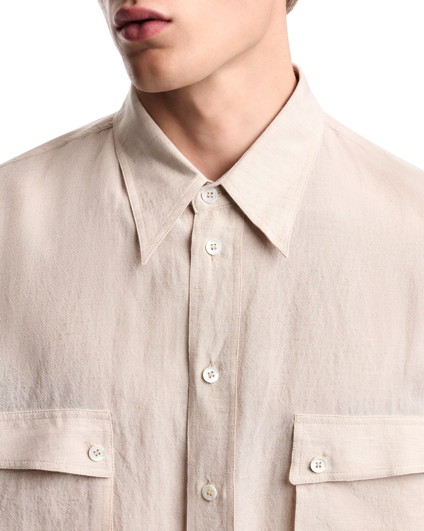 Chemise en mélange lin effet denim Diapositive 7