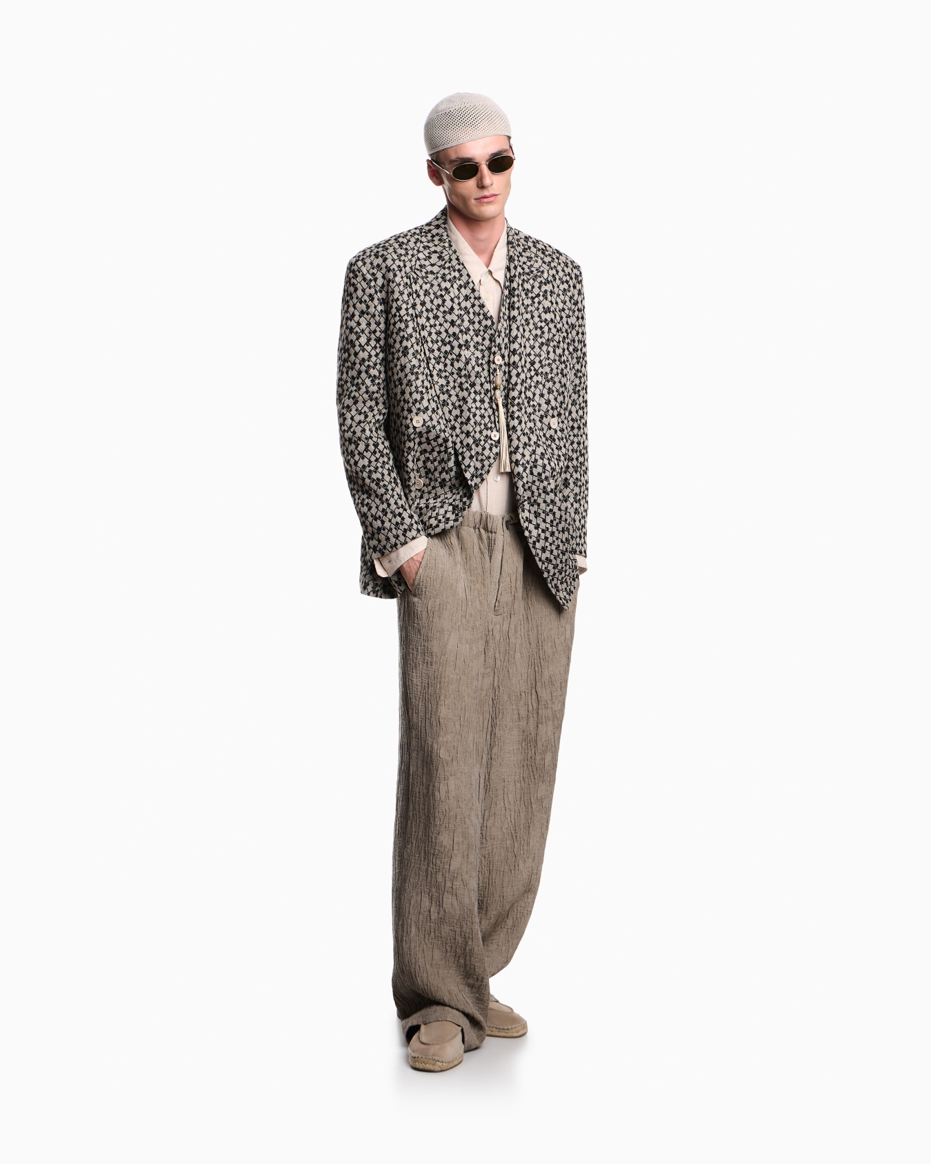 Denim-effect linen-blend shirt Slide 2