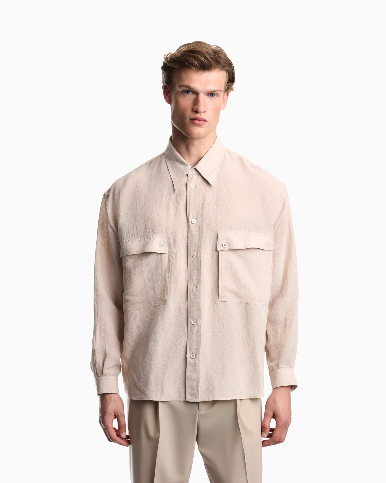 Chemise en mélange lin effet denim Diapositive 4